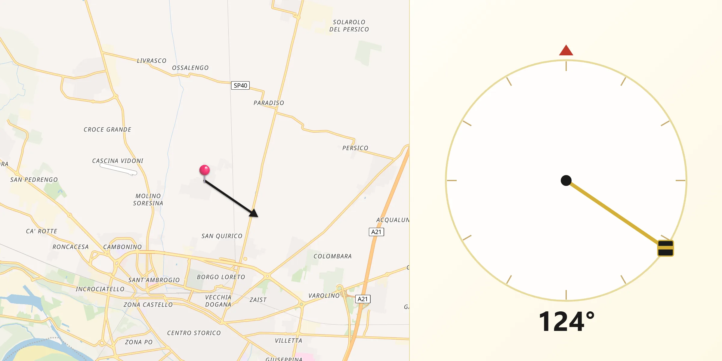 Direzione della Qibla da Boschetto