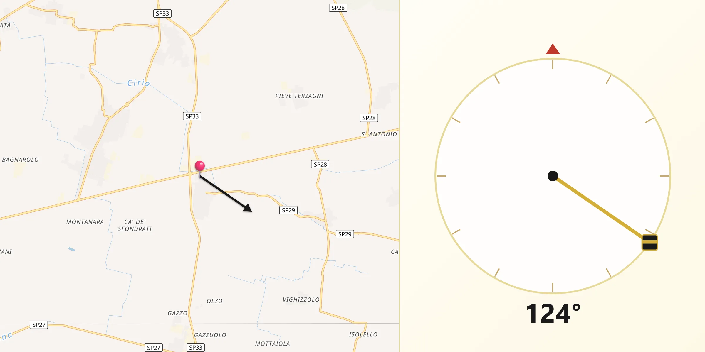 Direzione della Qibla da Cicognolo