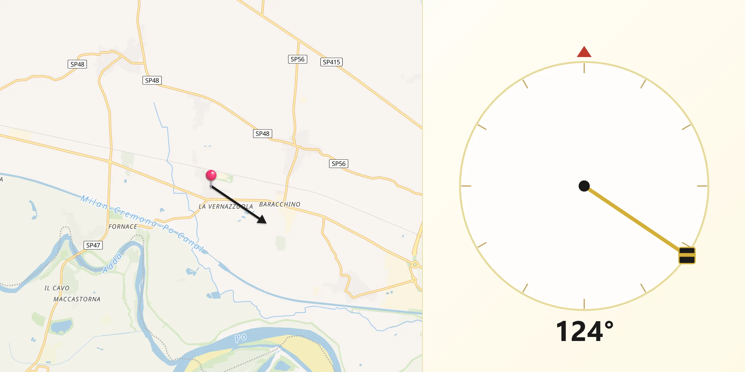 Direzione della Qibla da Acquanegra Cremonese