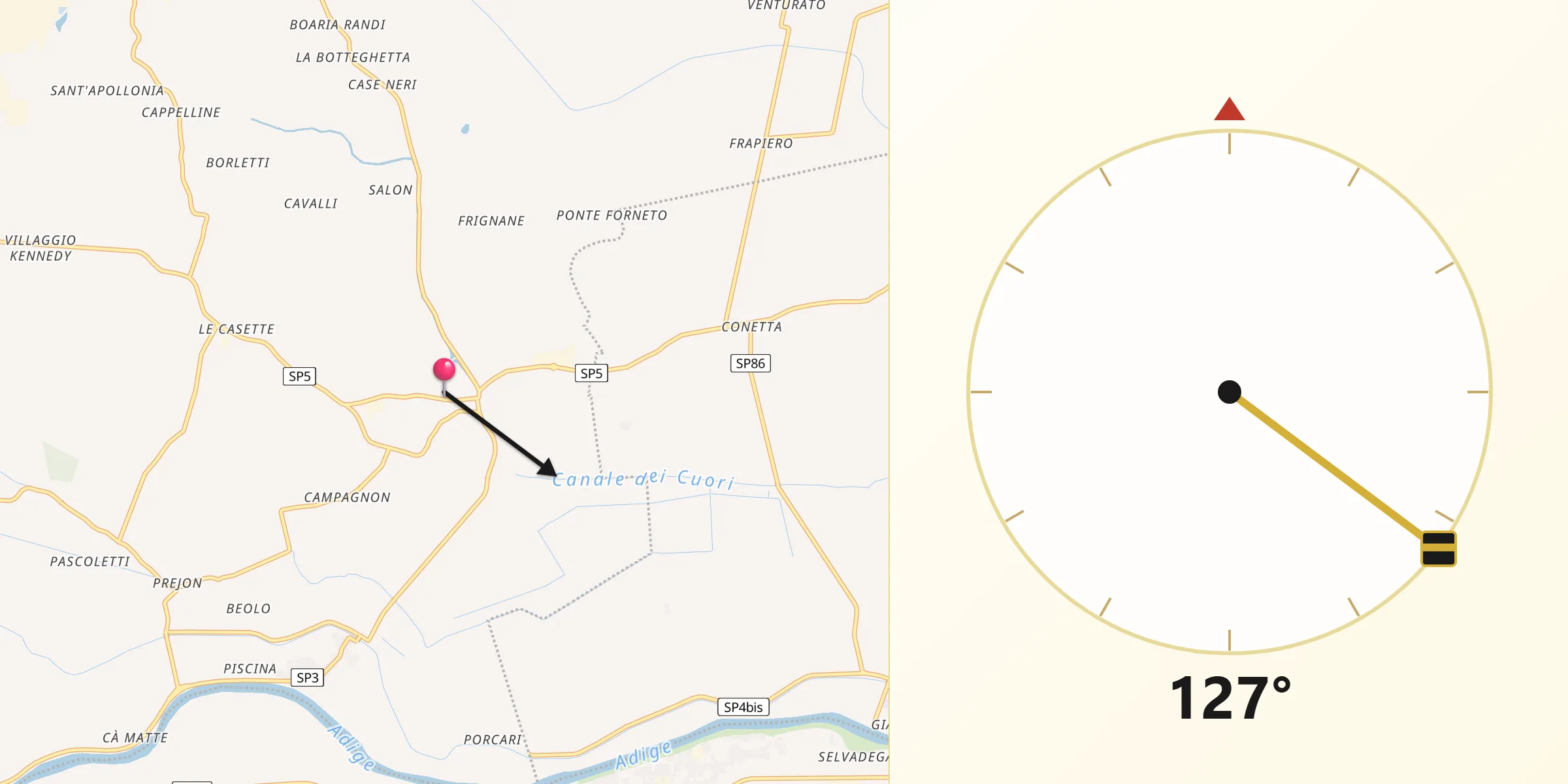 Direzione della Qibla da Agna