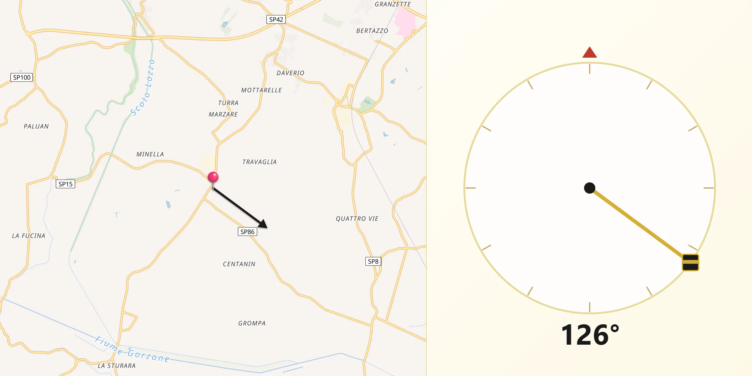 Direzione della Qibla da Villa Estense