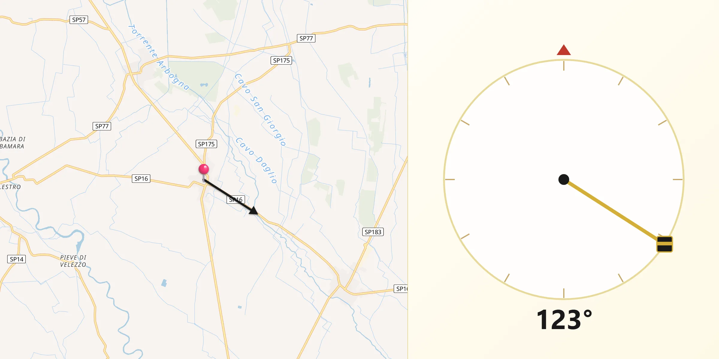 Direzione della Qibla da San Giorgio di Lomellina