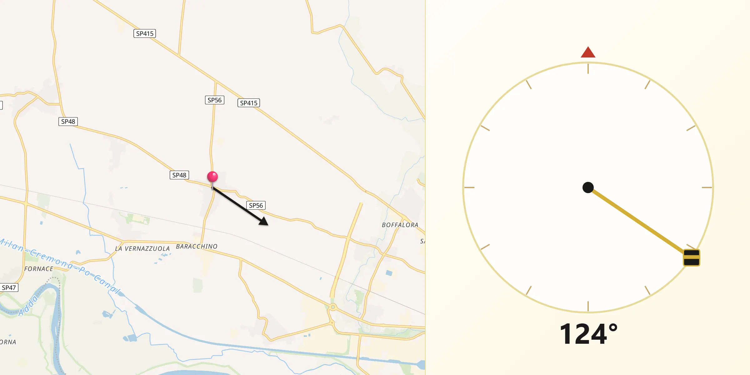 Direzione della Qibla da Sesto ed Uniti