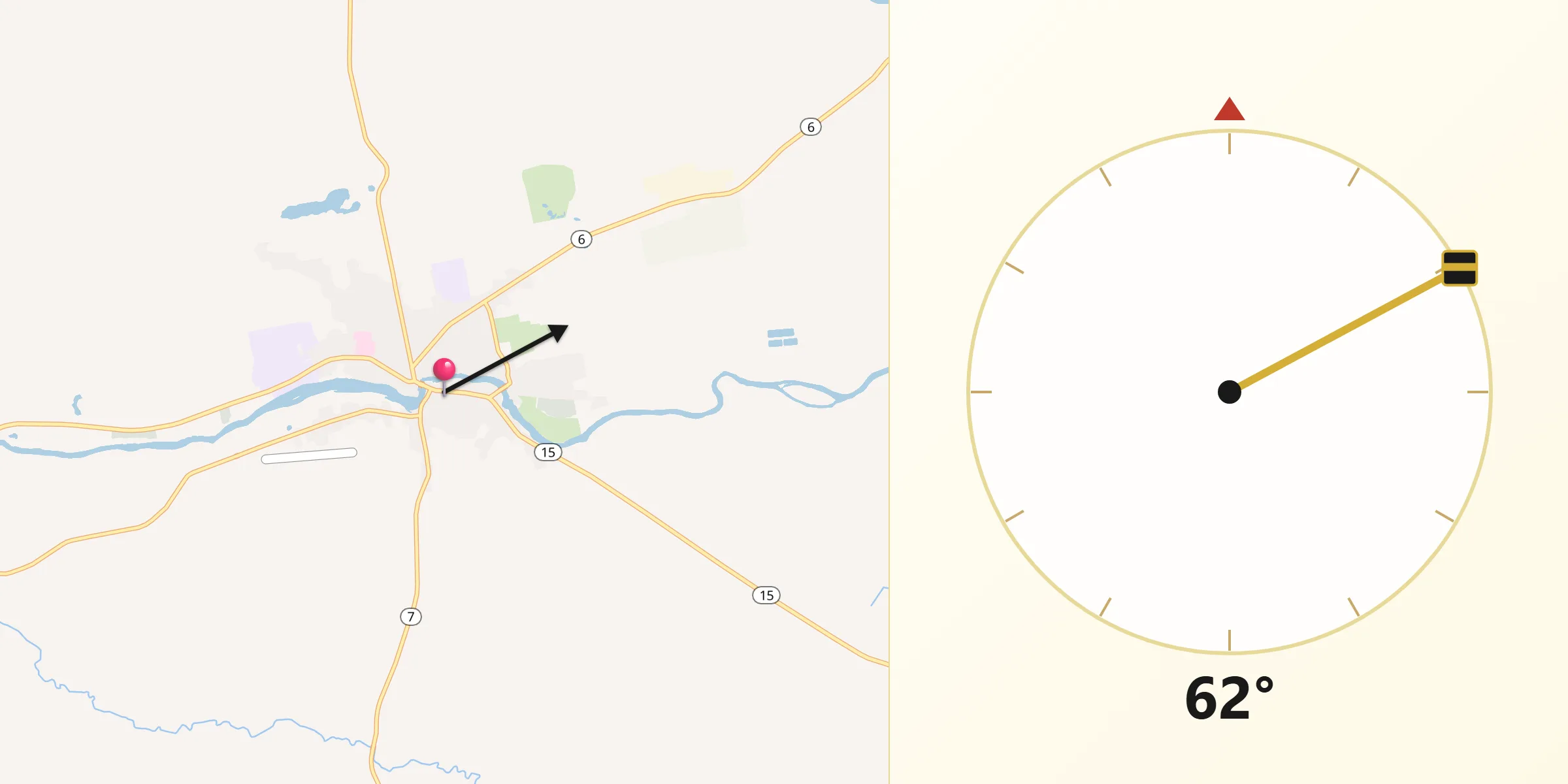 Qibla Direction from Dover-Foxcroft