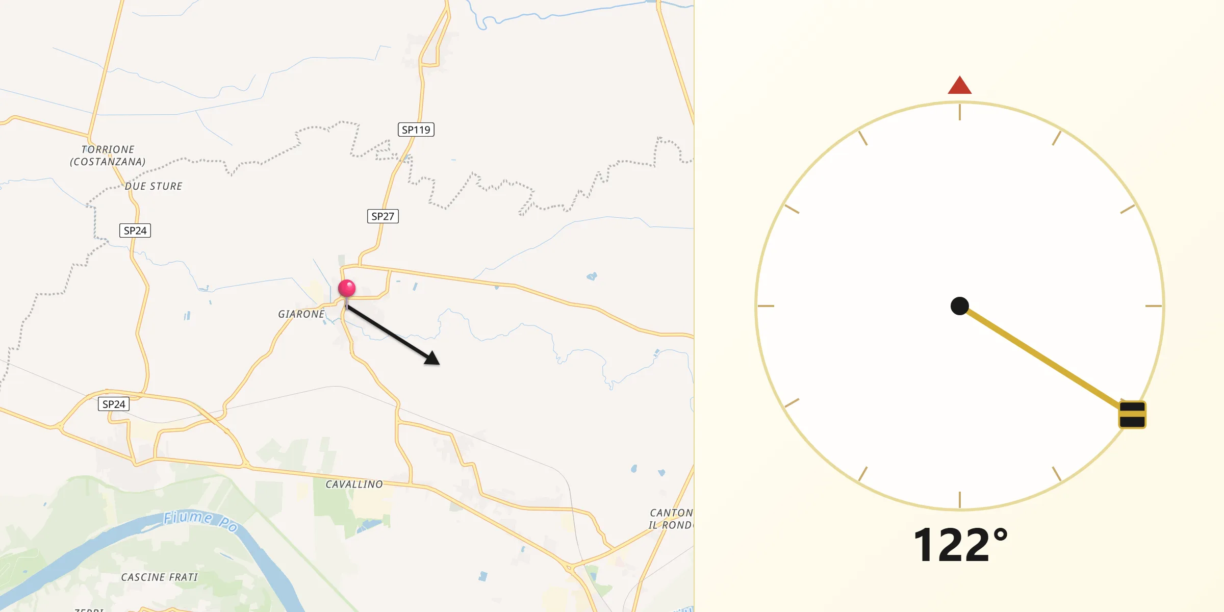 Direzione della Qibla da Balzola