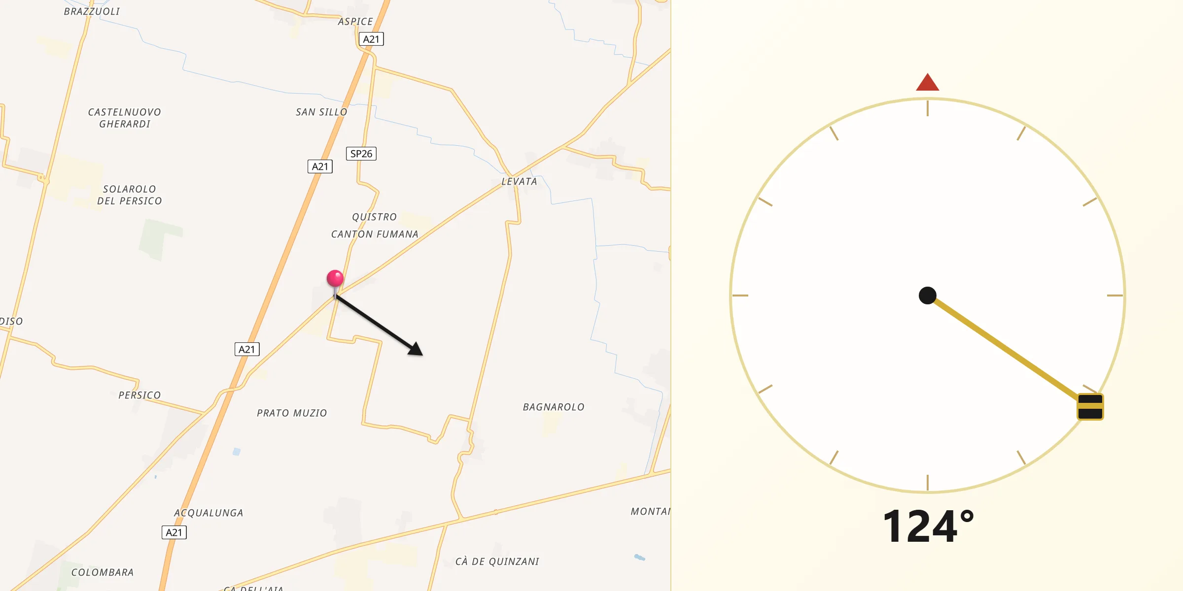 Direzione della Qibla da Dosimo