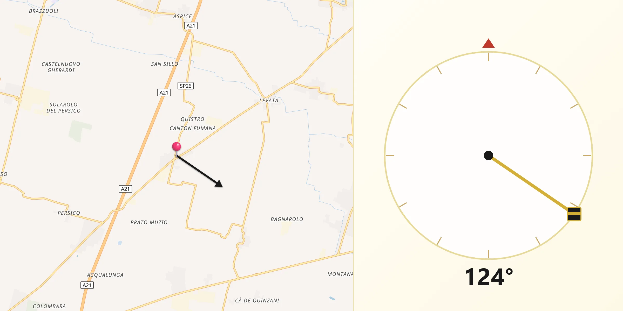 Direzione della Qibla da Persico Dosimo
