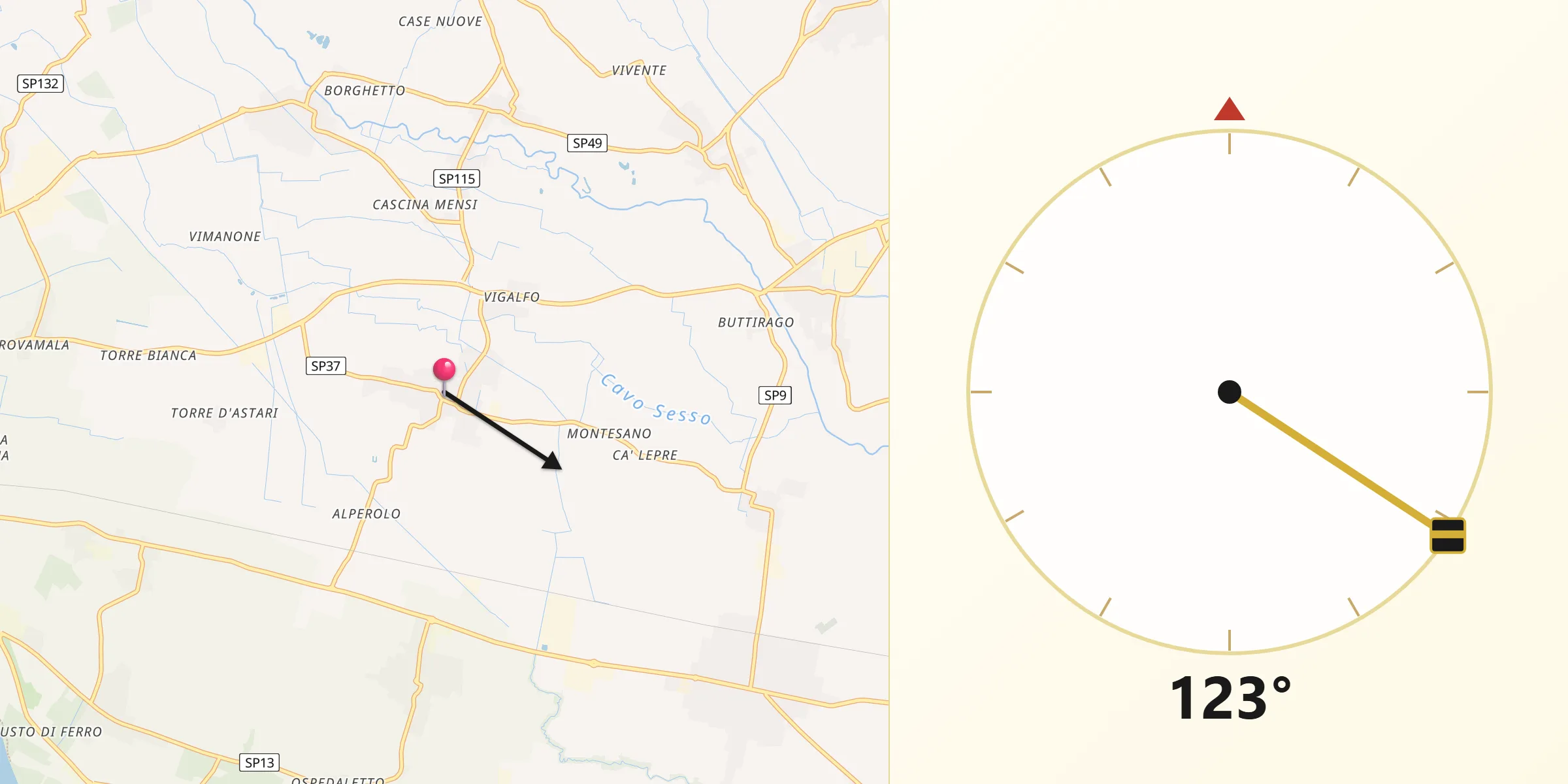 Direzione della Qibla da Albuzzano