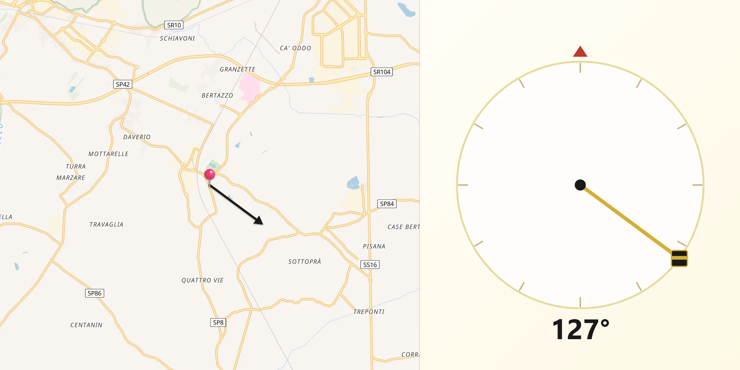 Direzione della Qibla da Sant'Elena