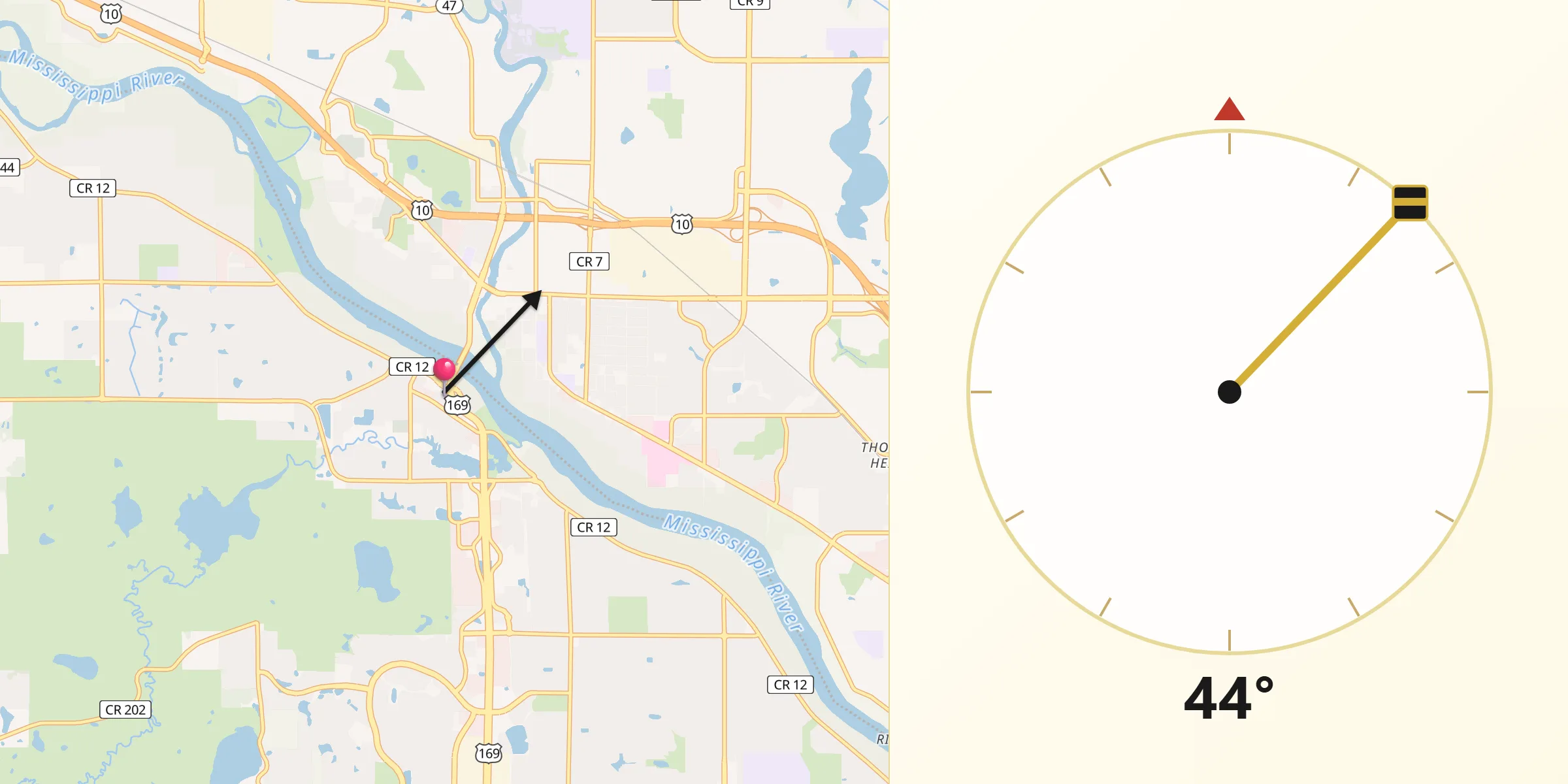 Qibla Direction from Champlin