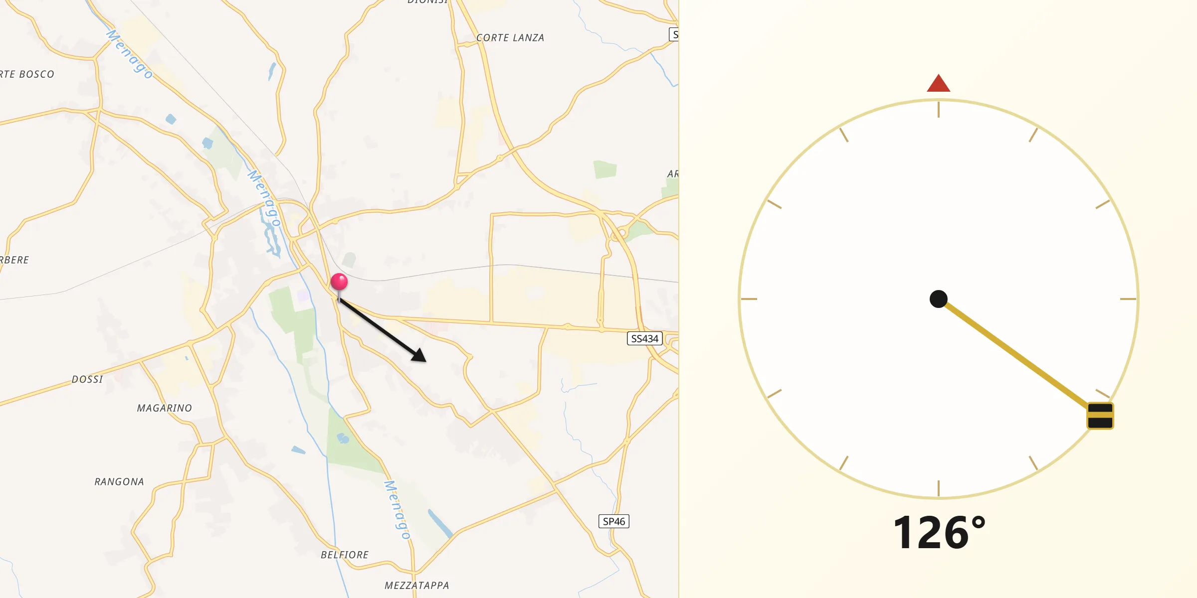 Direzione della Qibla da Cerea