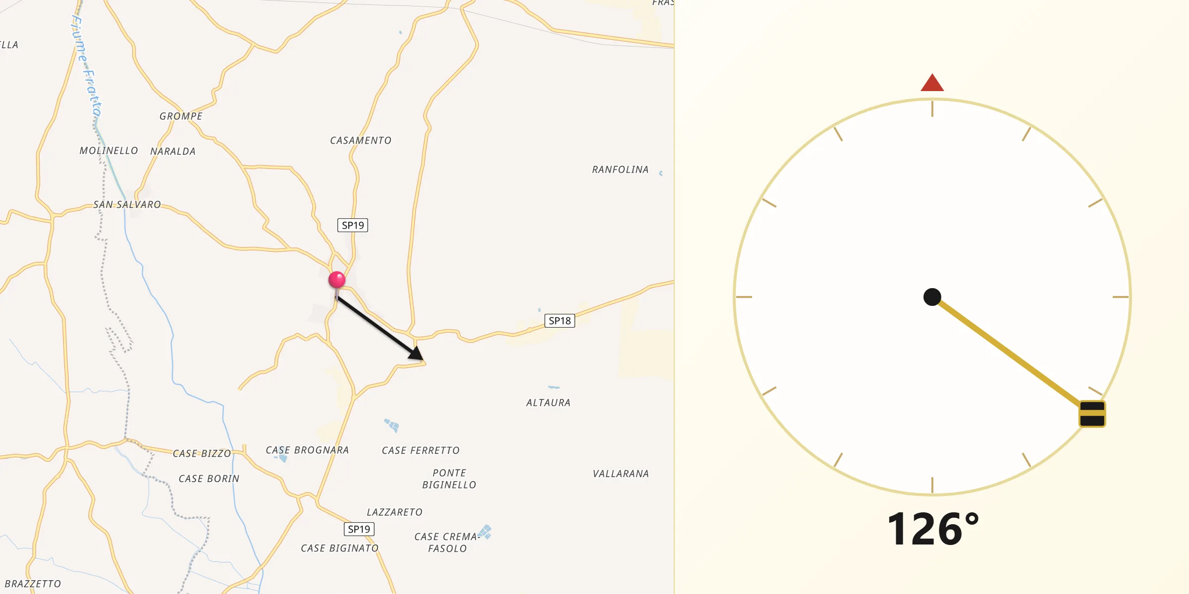 Direzione della Qibla da Urbana