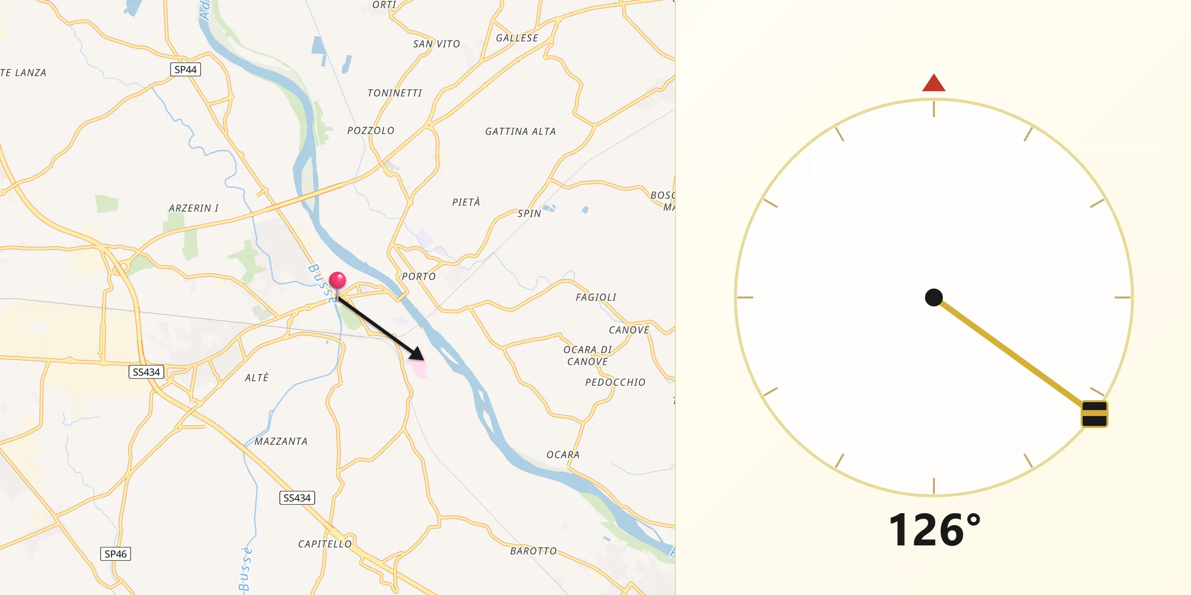 Direzione della Qibla da Legnago