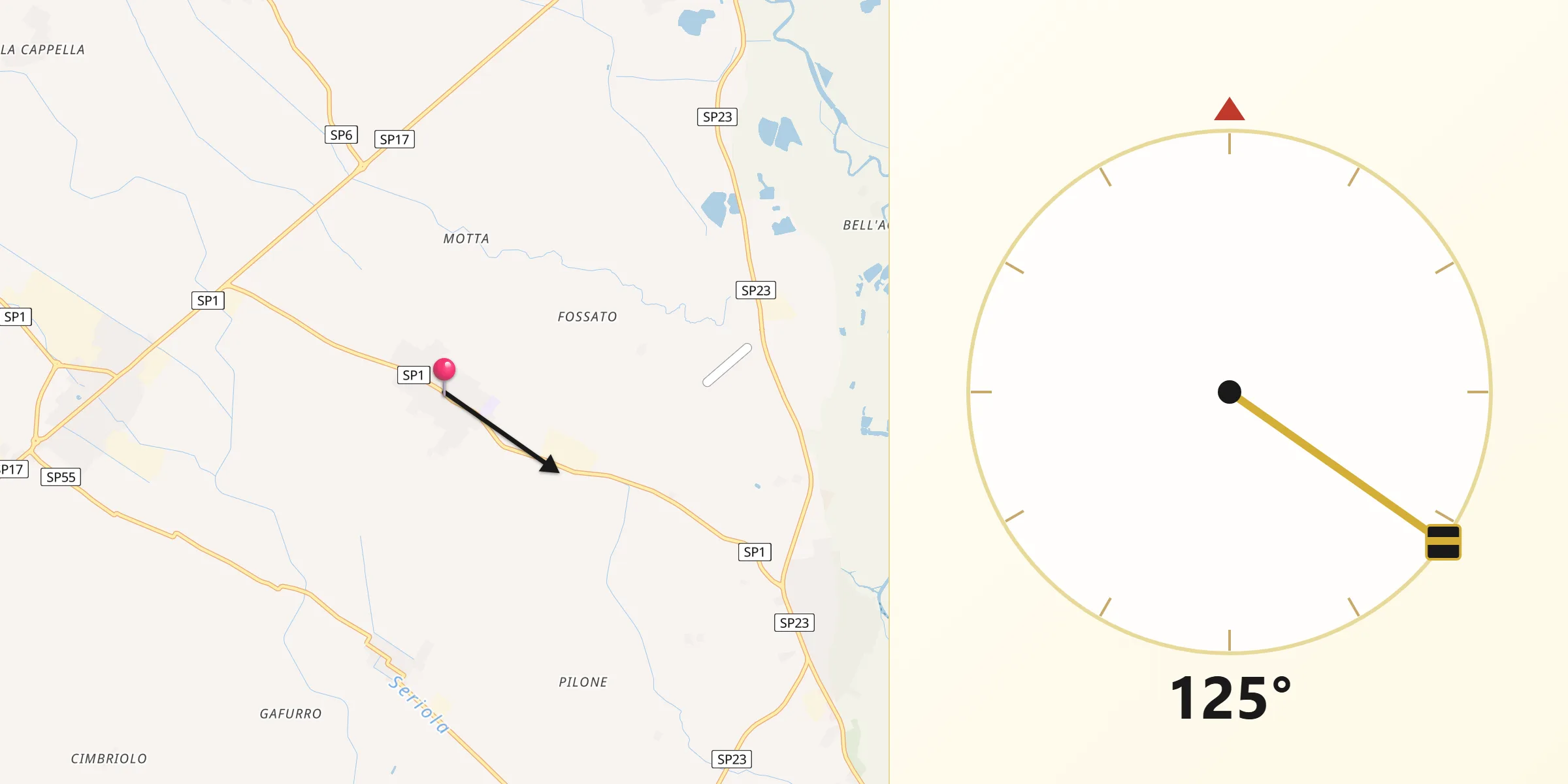 Direzione della Qibla da Rodigo
