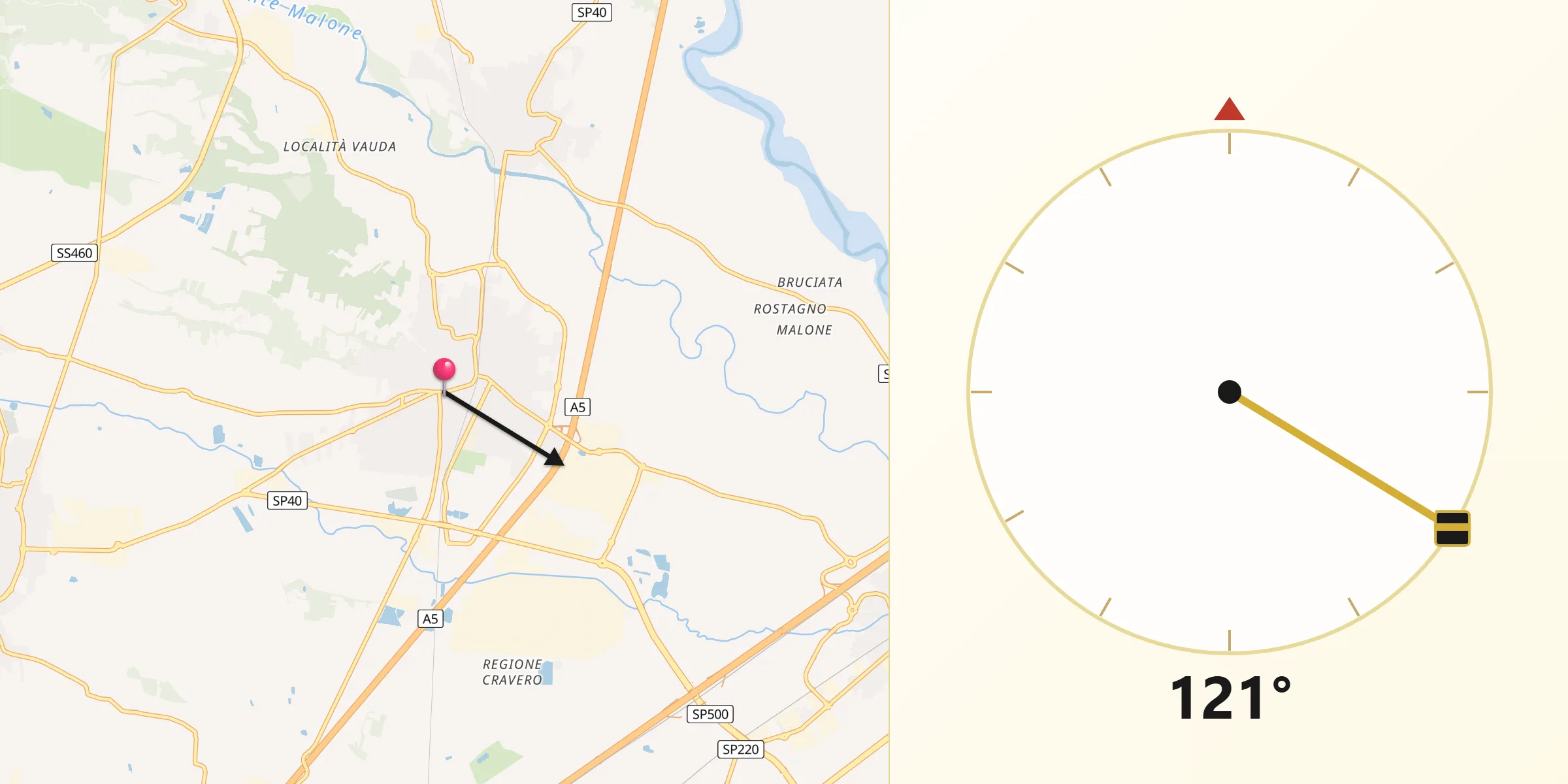 Direzione della Qibla da Volpiano