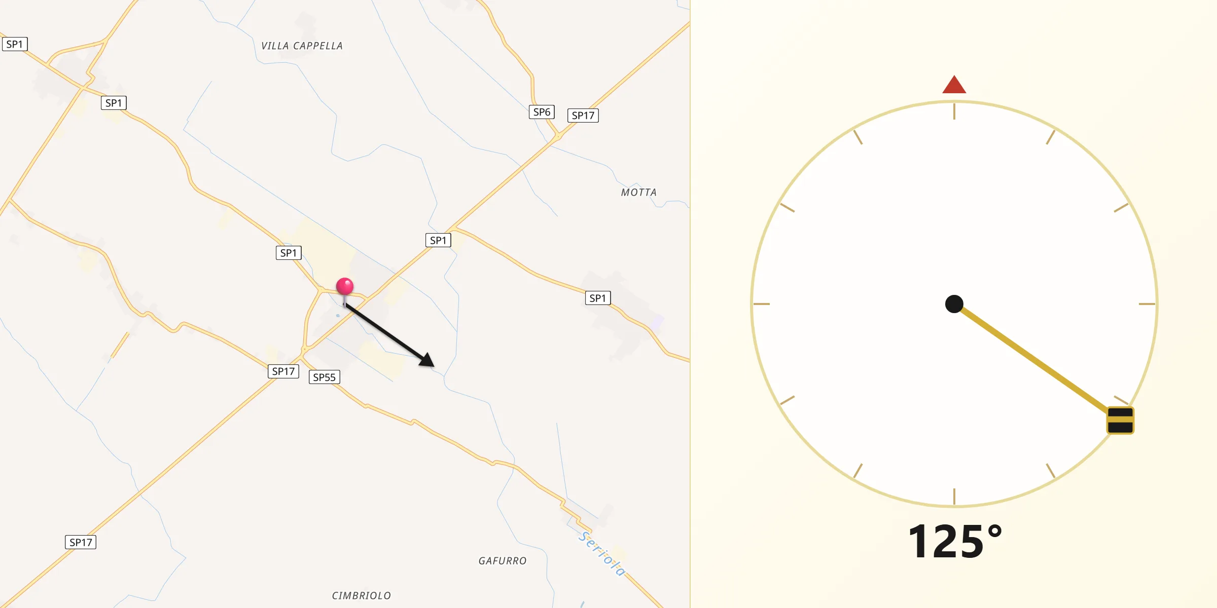 Direzione della Qibla da Gazoldo degli Ippoliti