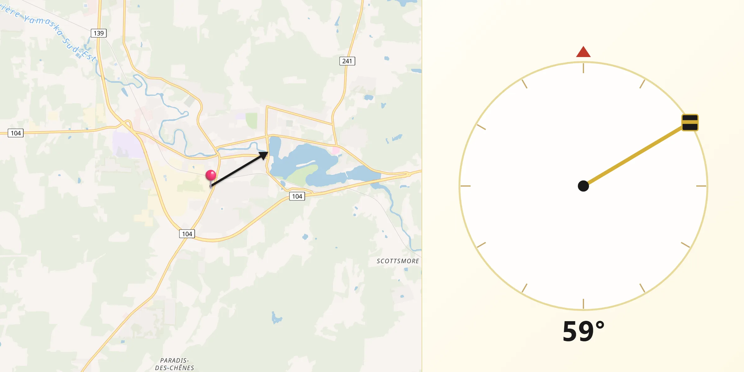 Qibla Direction from Cowansville