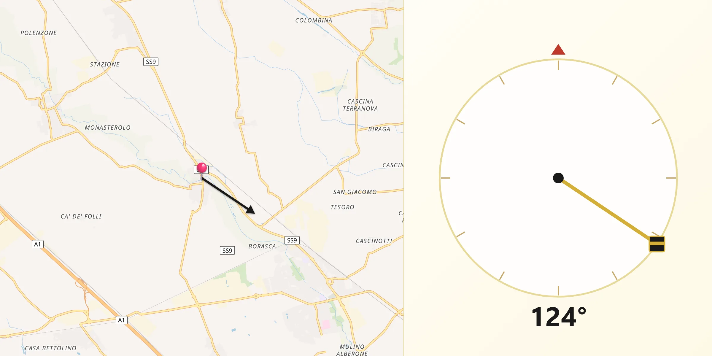 Direzione della Qibla da Zorlesco