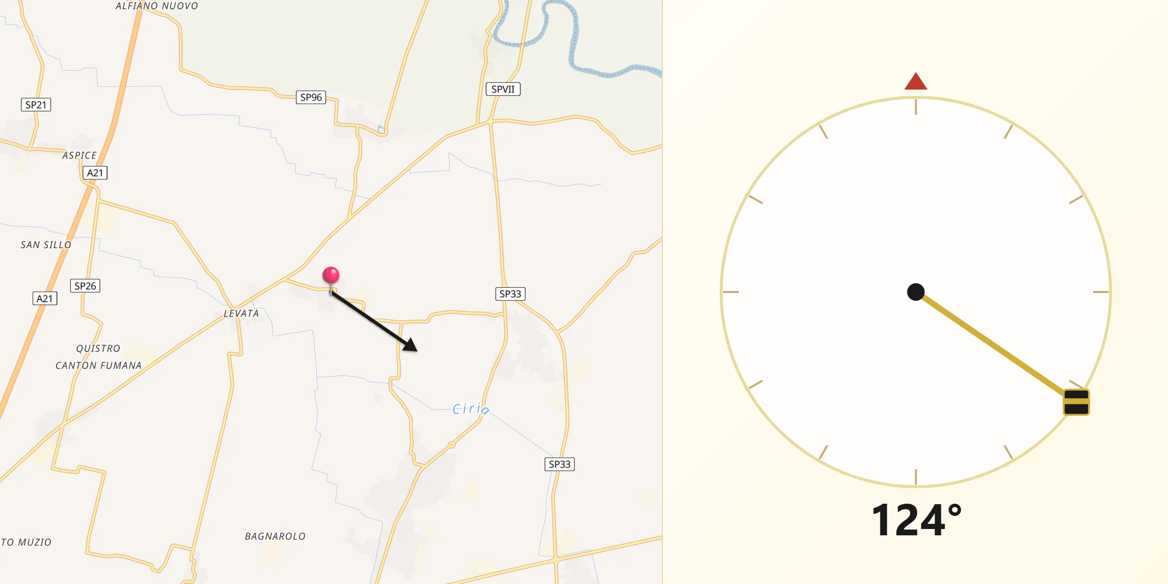 Direzione della Qibla da Grontardo