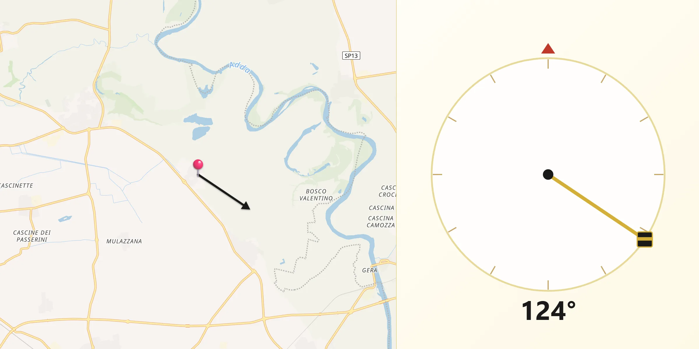 Direzione della Qibla da Camairago