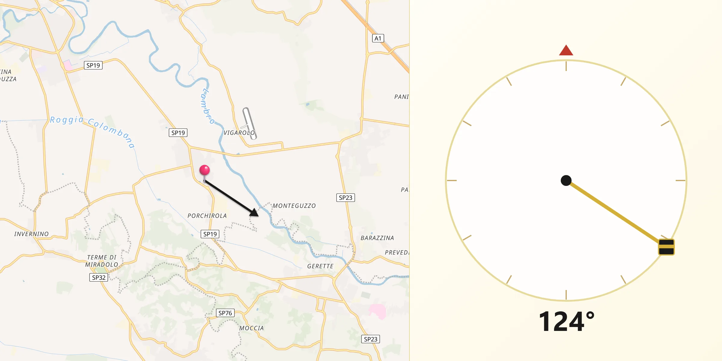 Direzione della Qibla da Graffignana