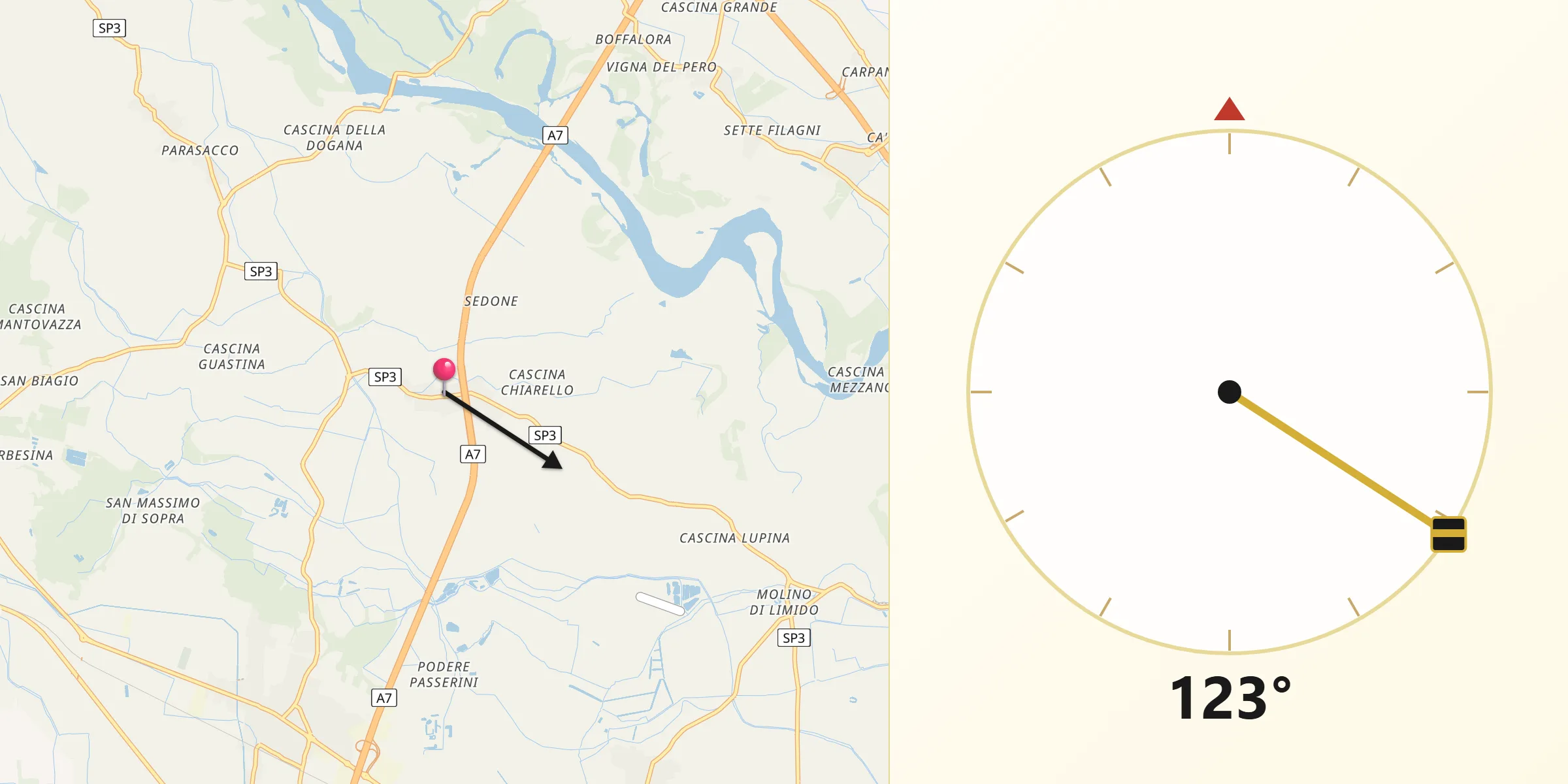 Direzione della Qibla da Zerbolò