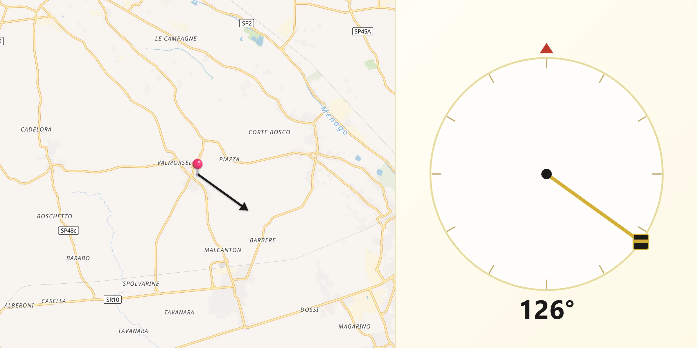 Direzione della Qibla da Capitello