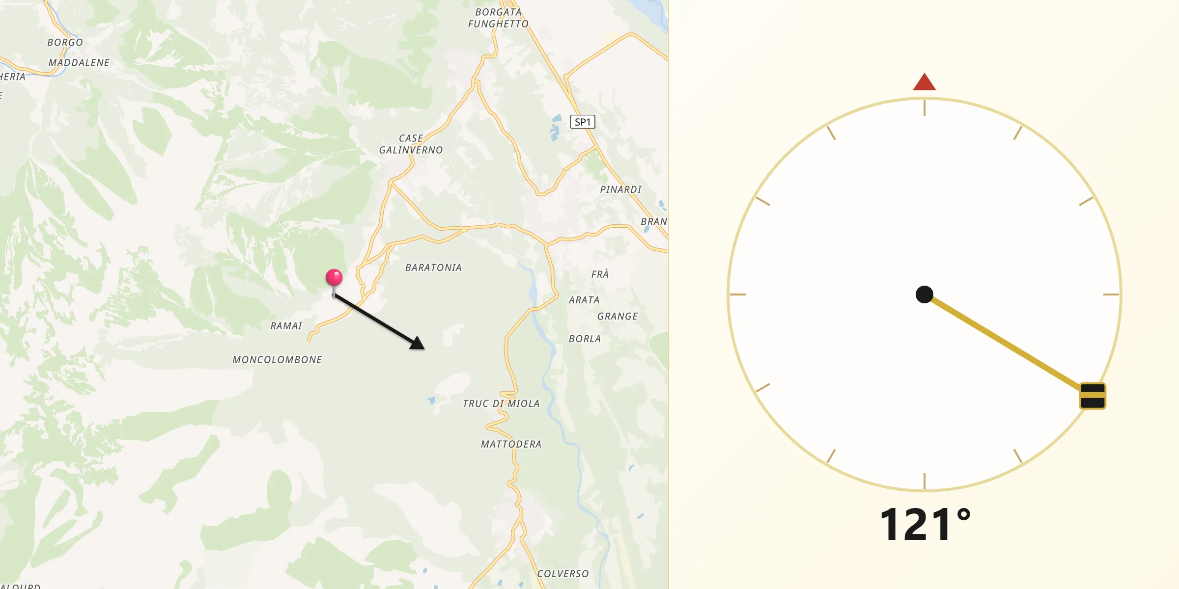 Direzione della Qibla da Varisella