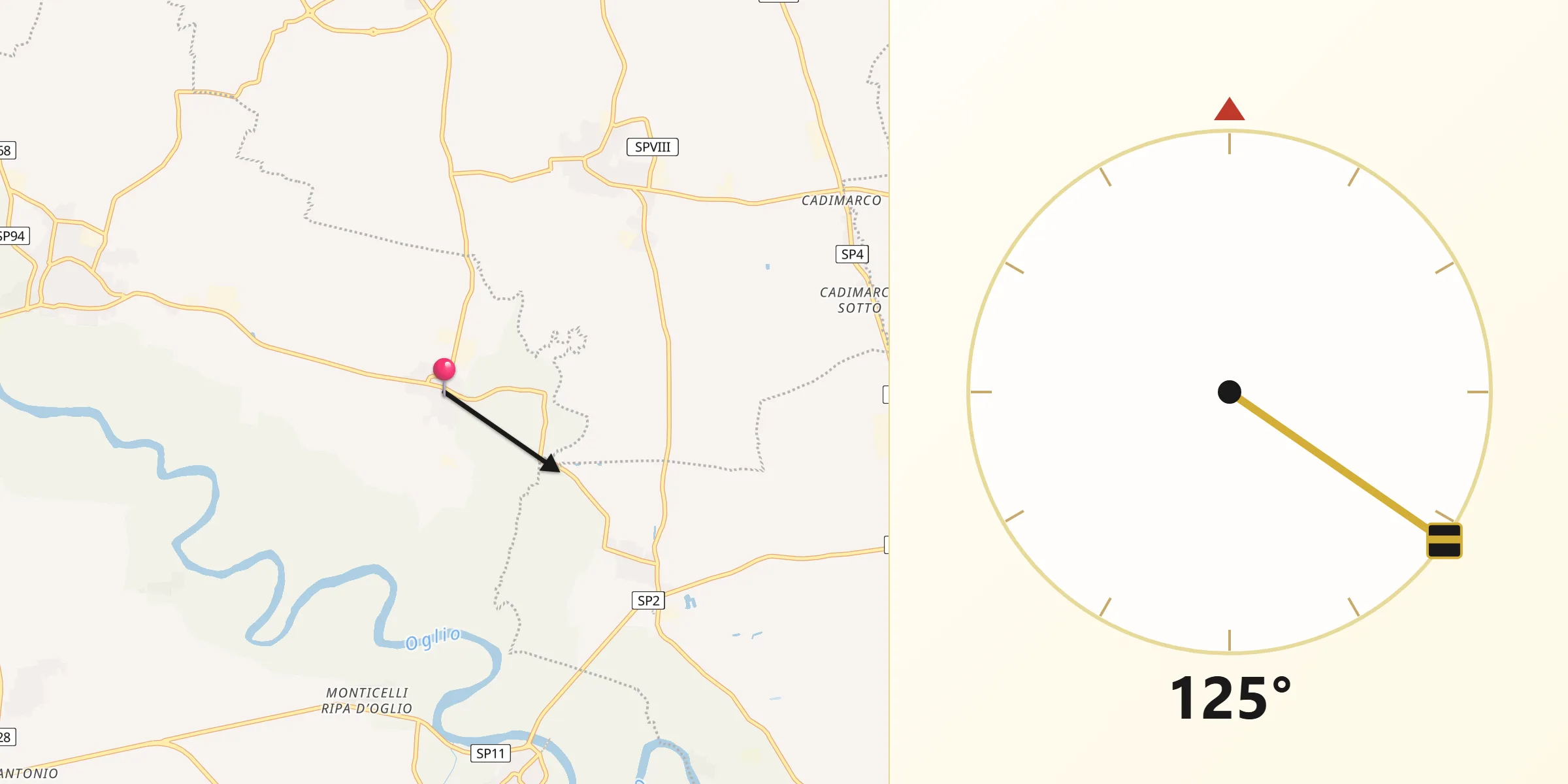 Direzione della Qibla da Volongo