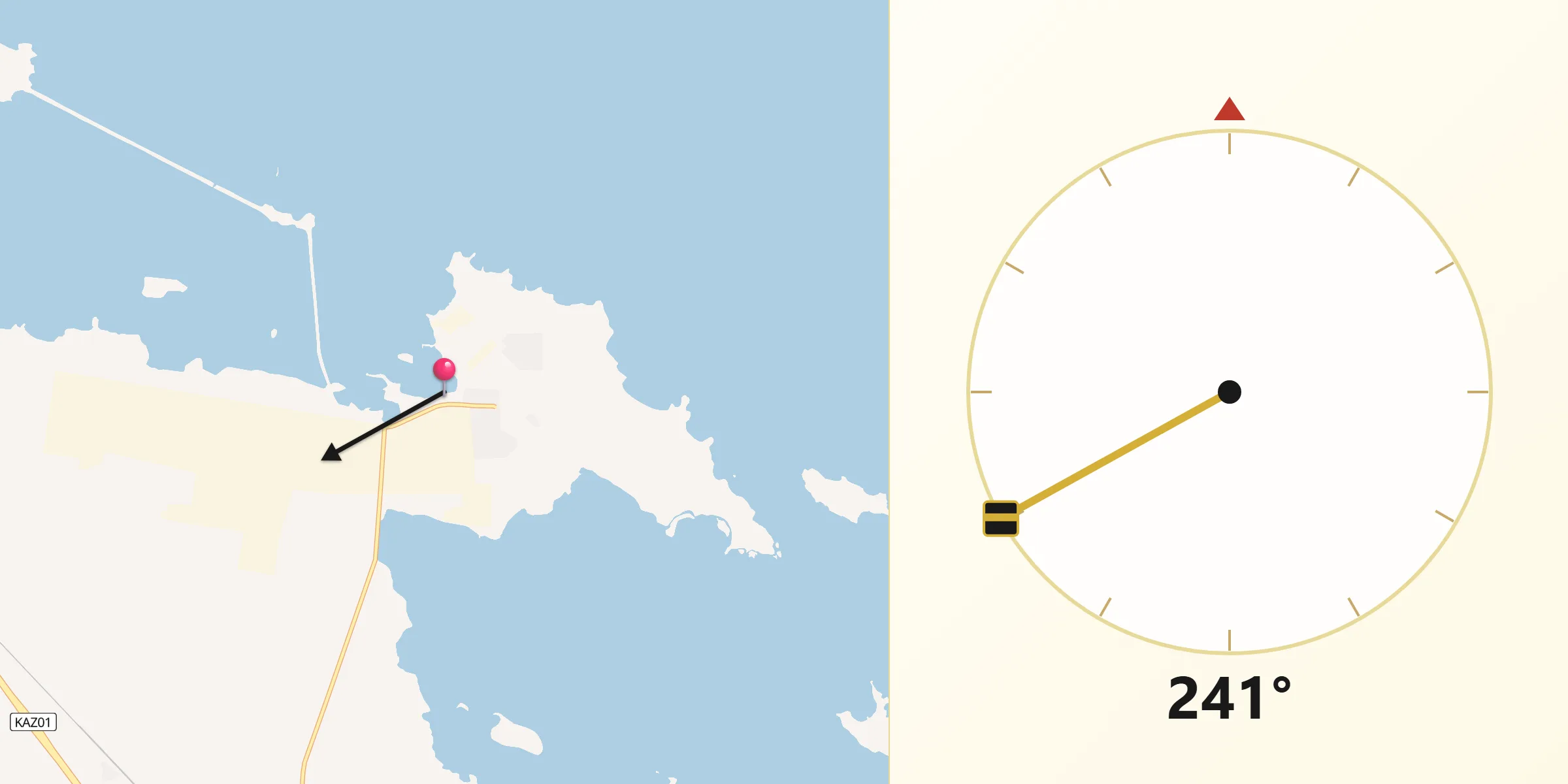 Направление Киблы из Улькен