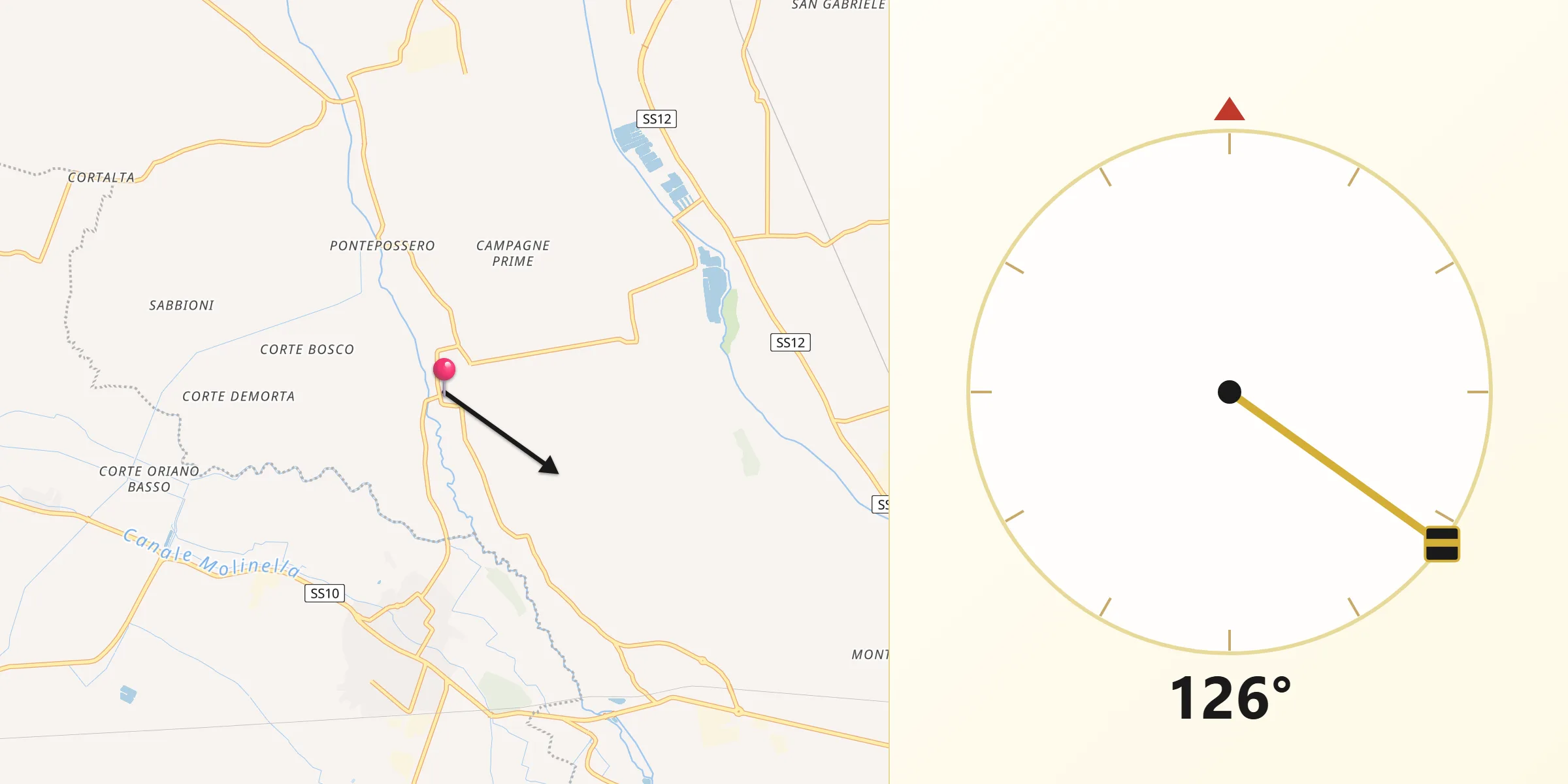 Direzione della Qibla da Sorgà