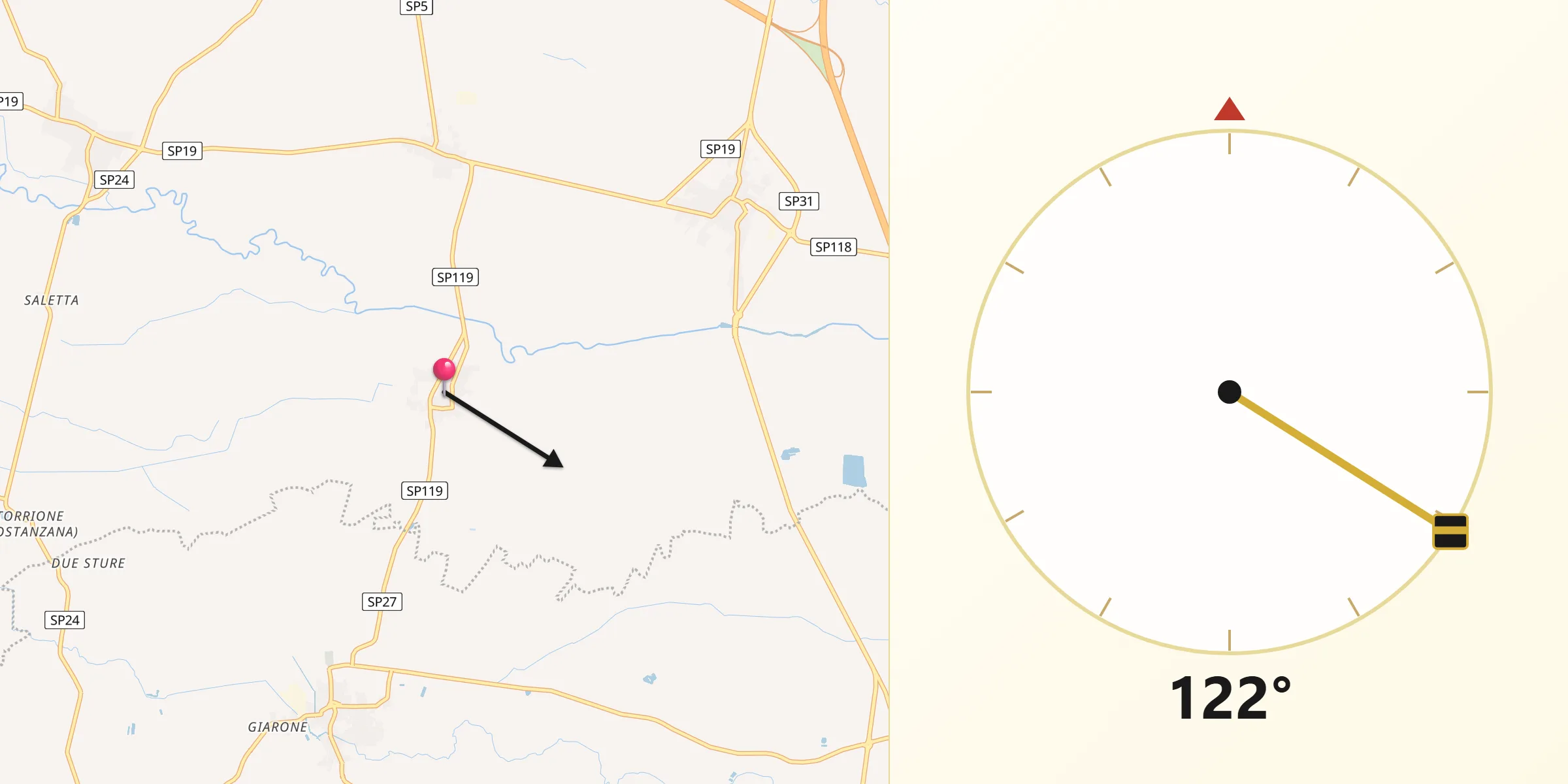 Direzione della Qibla da Rive