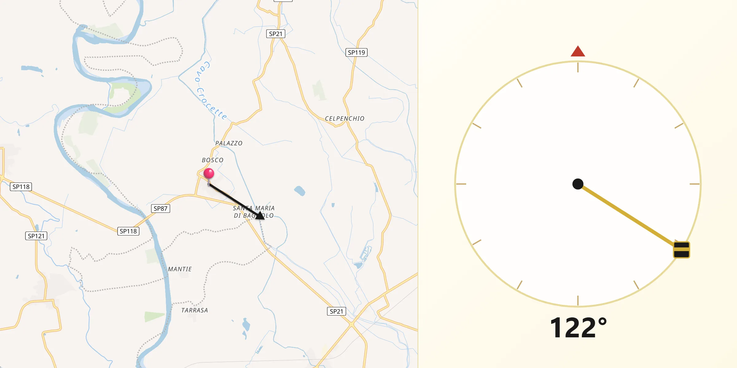 Direzione della Qibla da Langosco