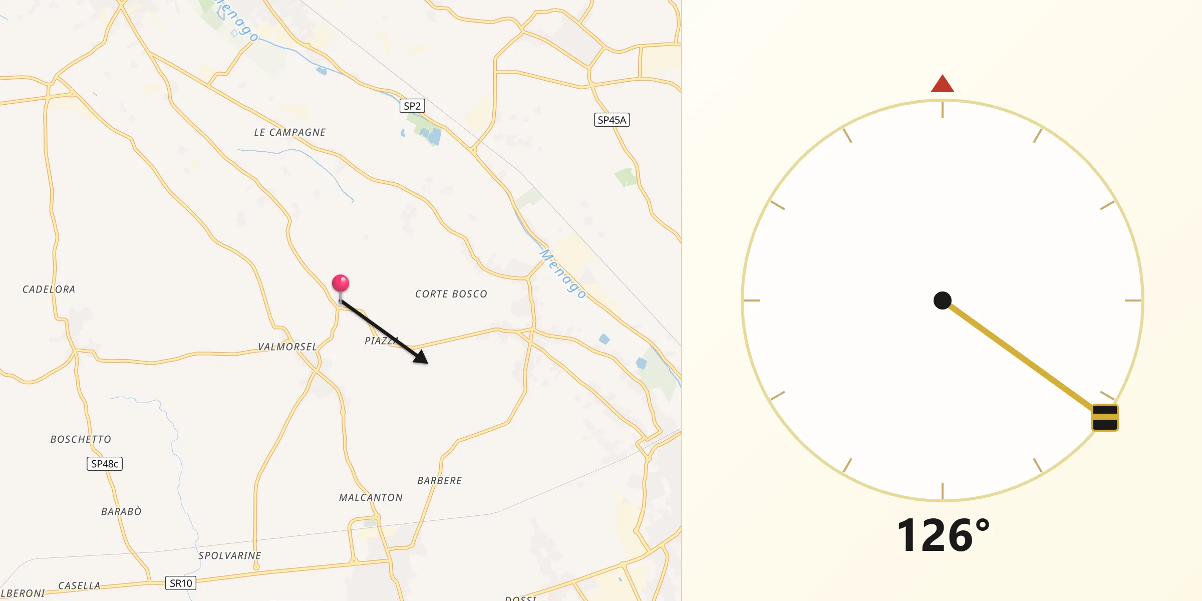 Direzione della Qibla da Piazza