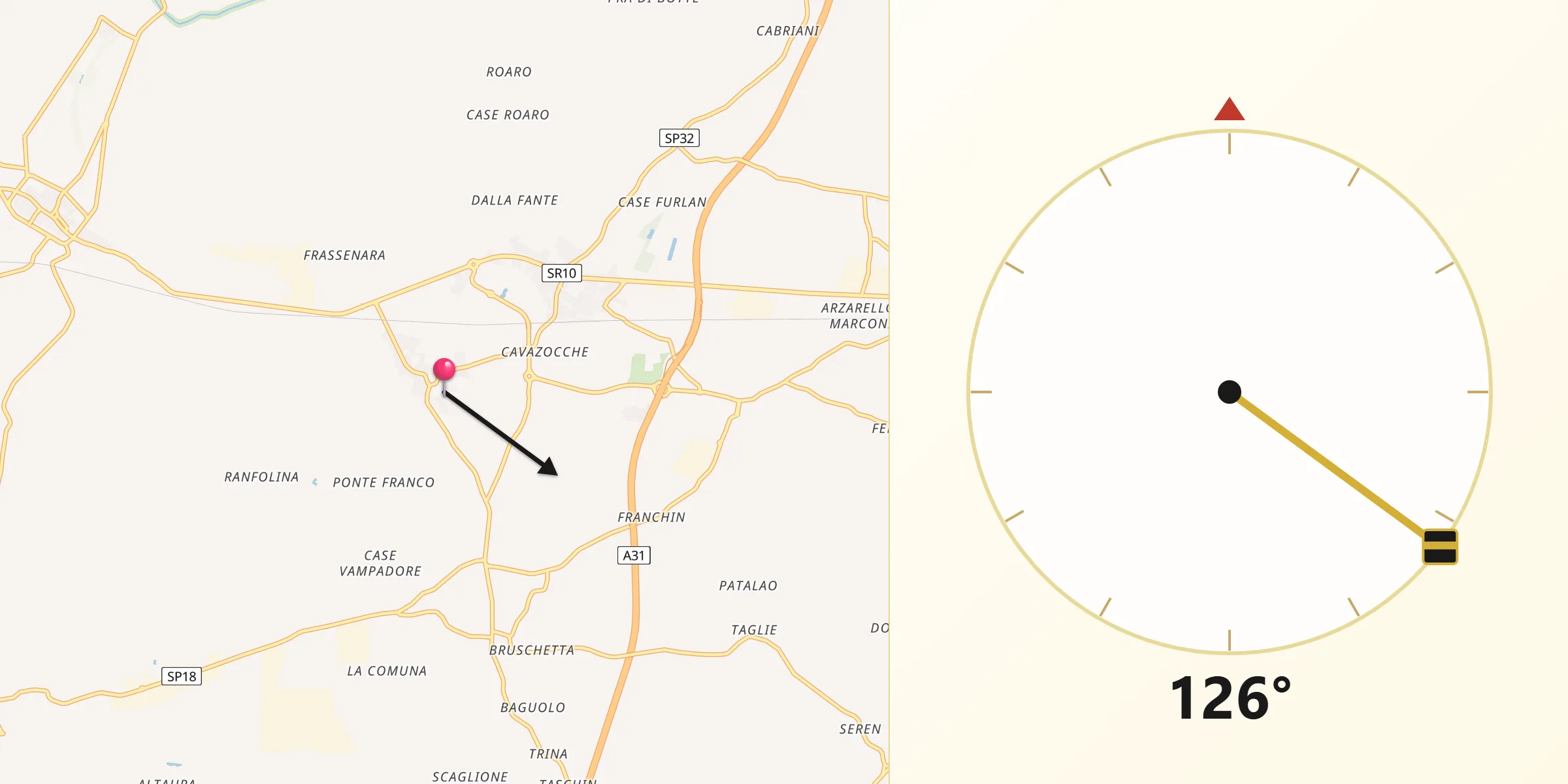 Direzione della Qibla da San Fidenzio
