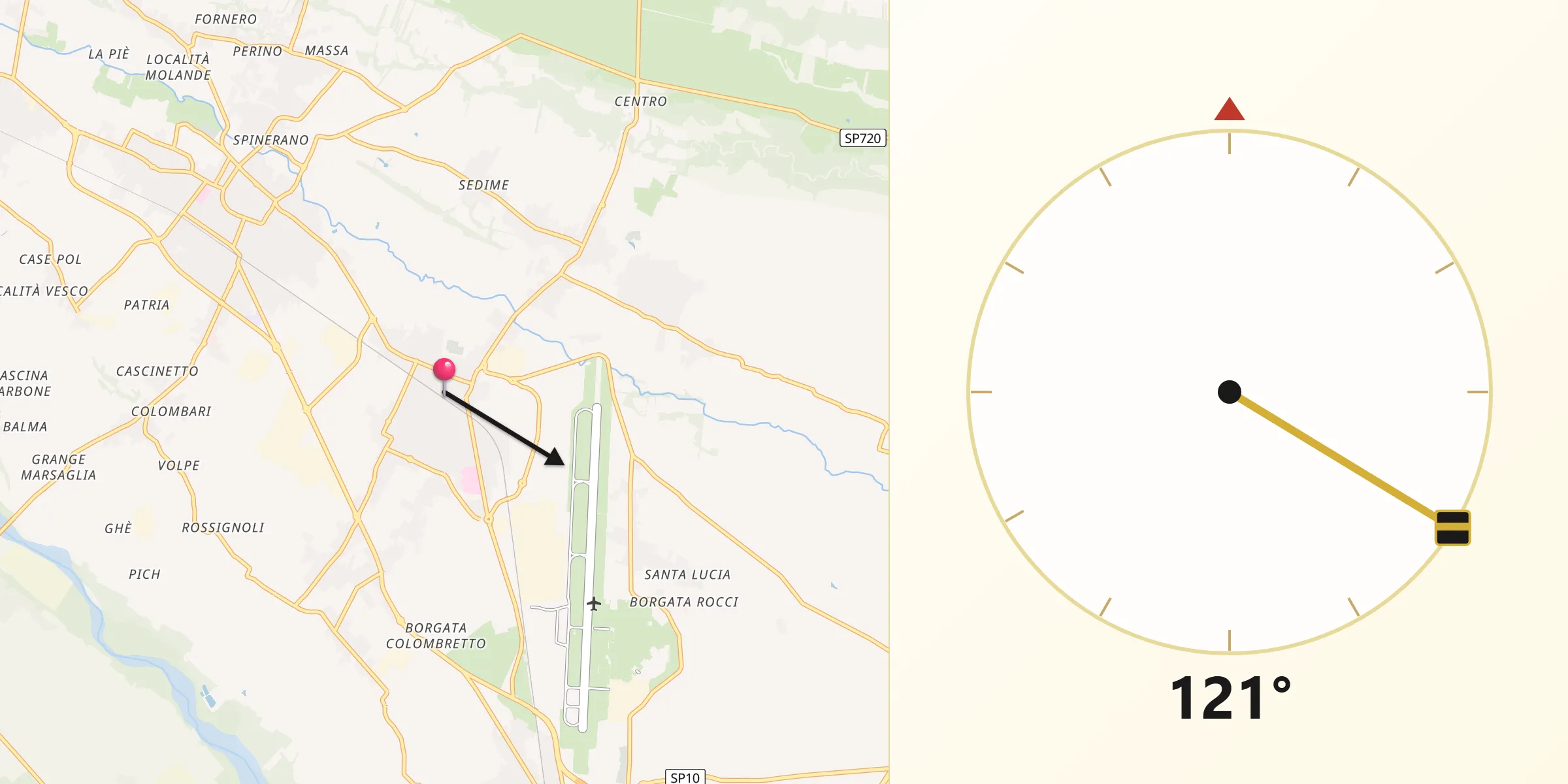 Direzione della Qibla da San Maurizio