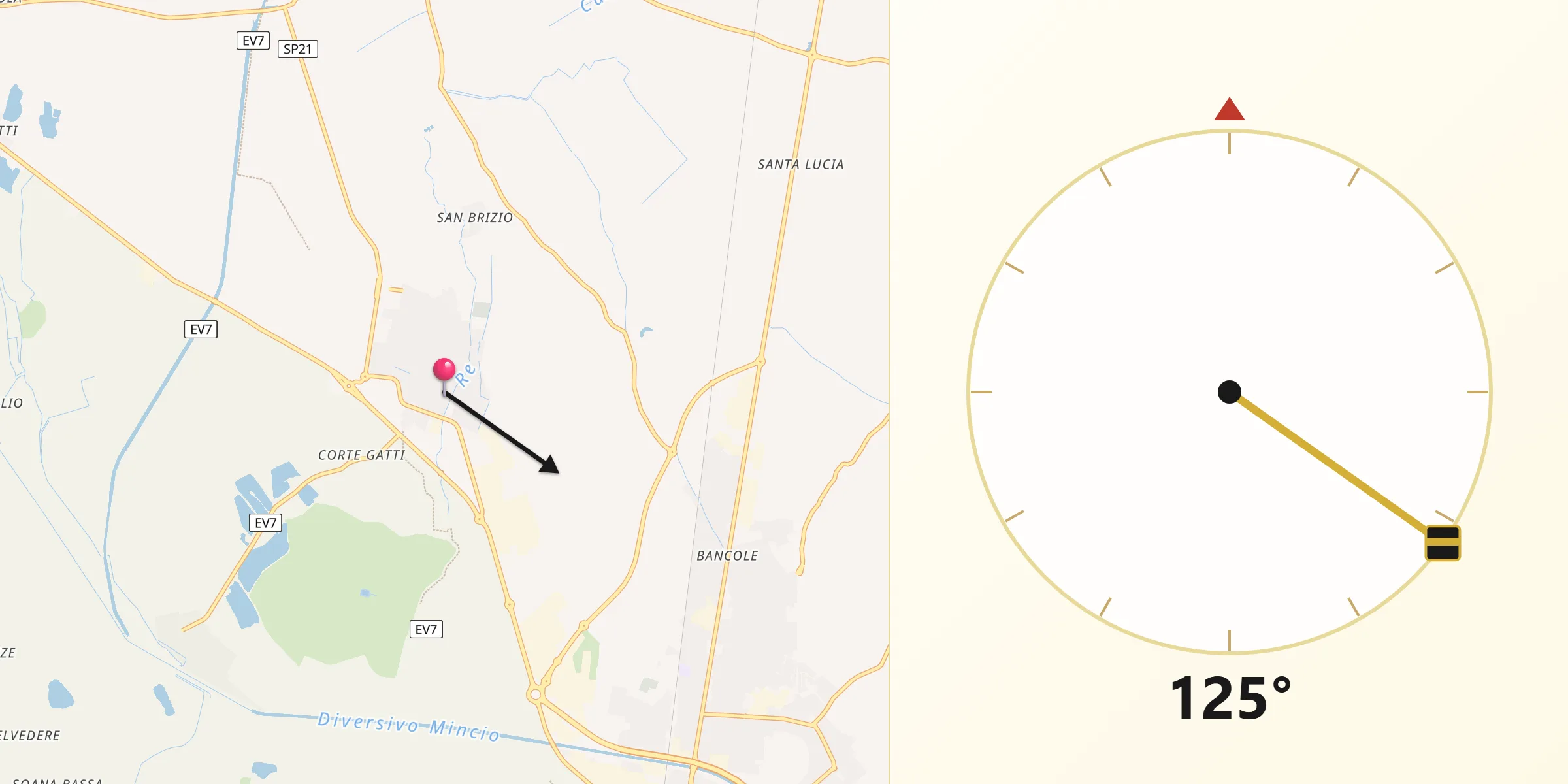 Direzione della Qibla da Marmirolo
