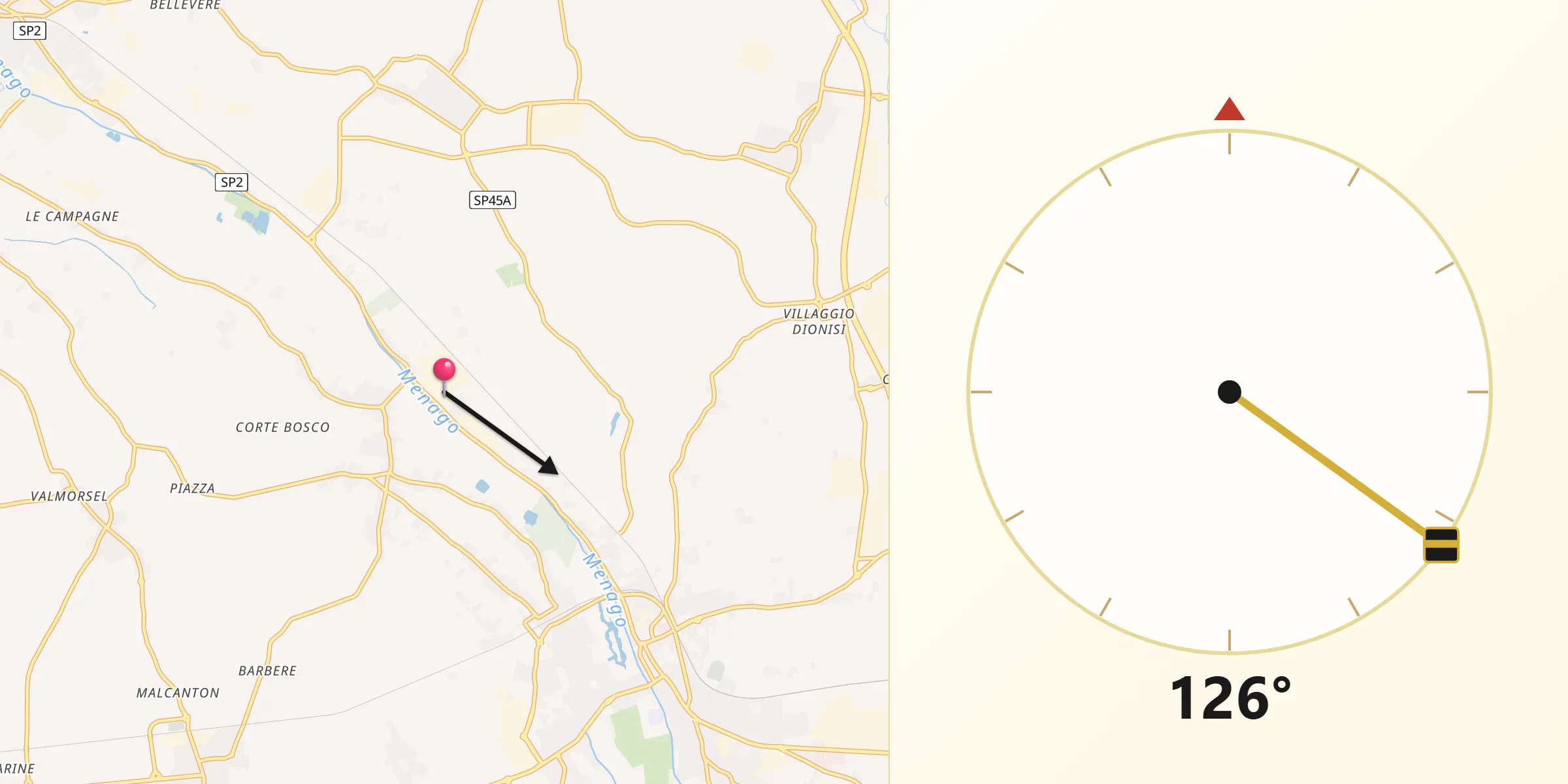 Direzione della Qibla da Asparetto