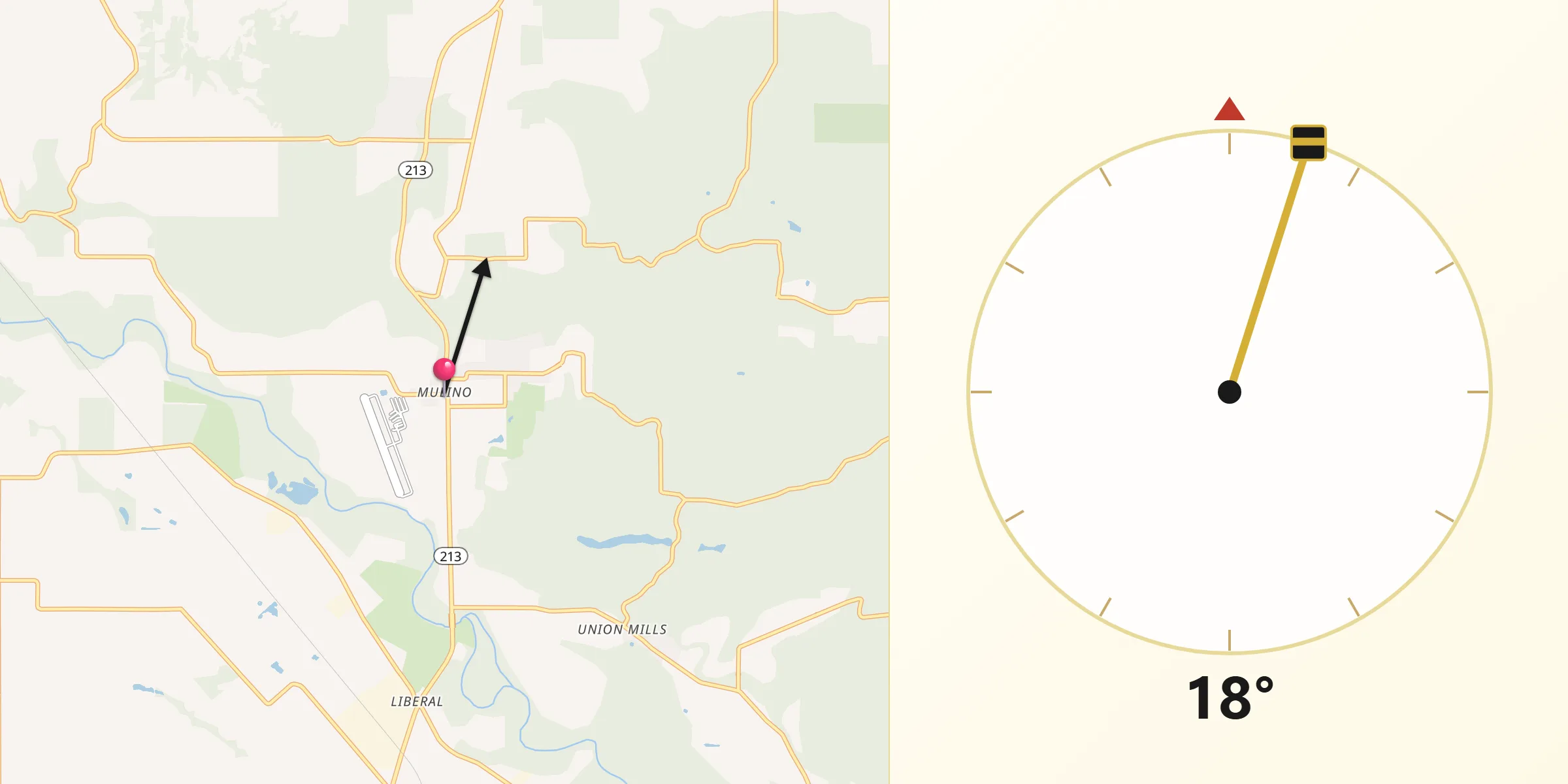 Qibla Direction from Mulino