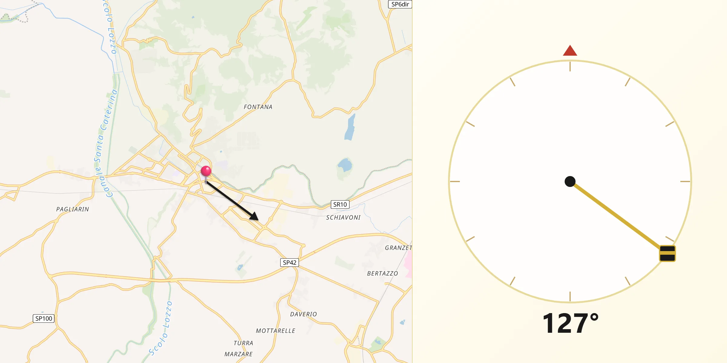Direzione della Qibla da Este