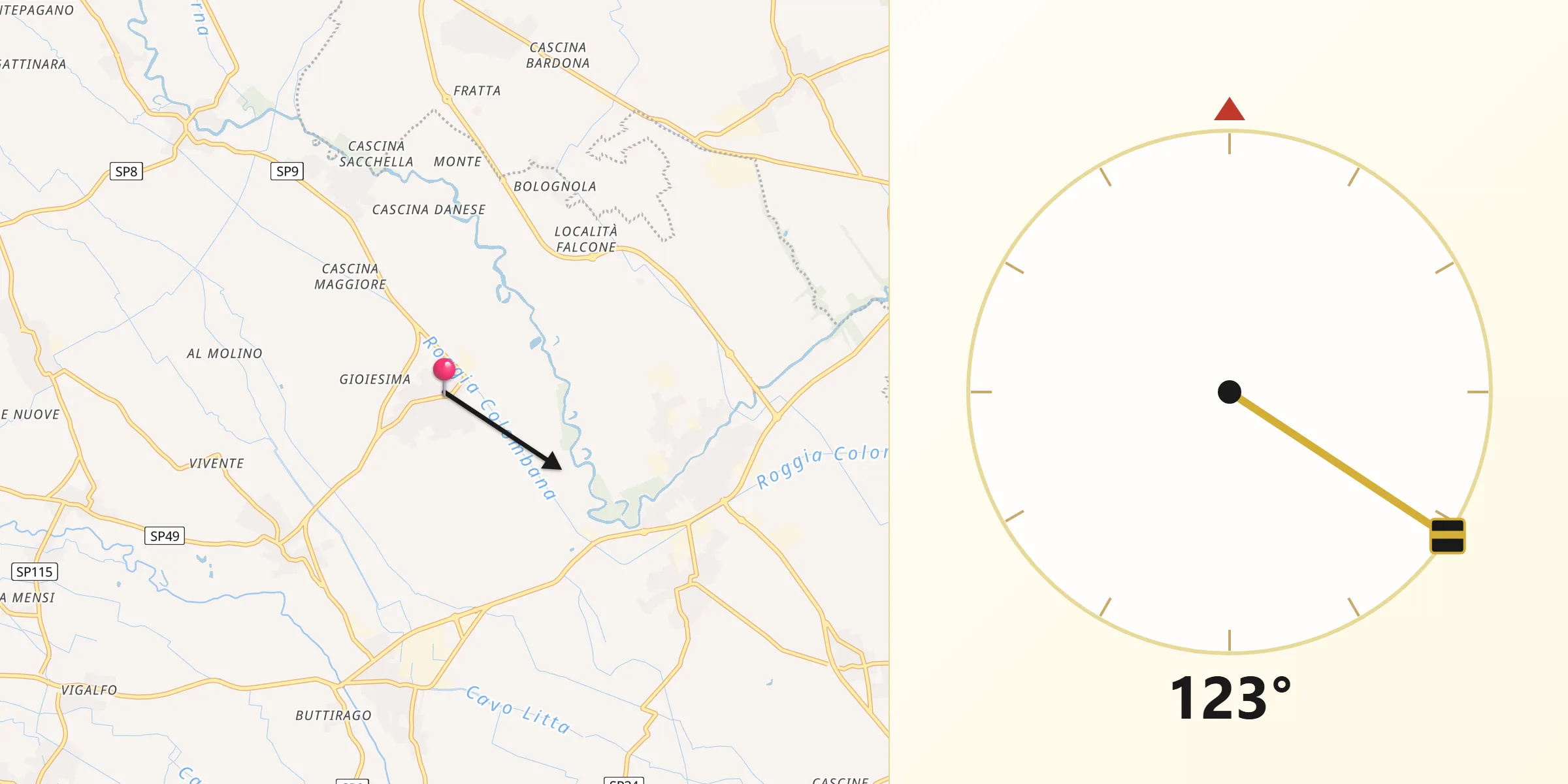 Direzione della Qibla da Magherno