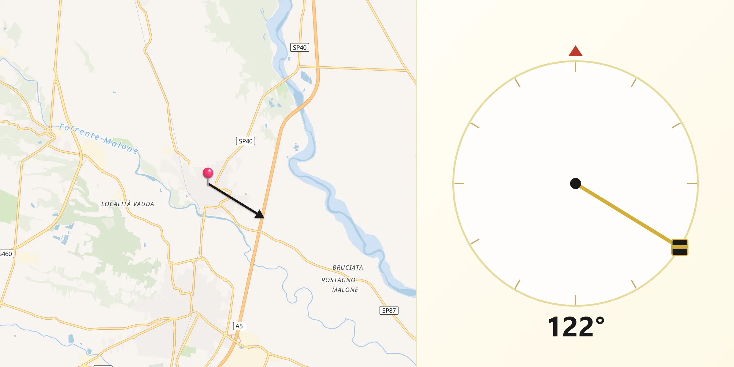 Direzione della Qibla da San Benigno Canavese
