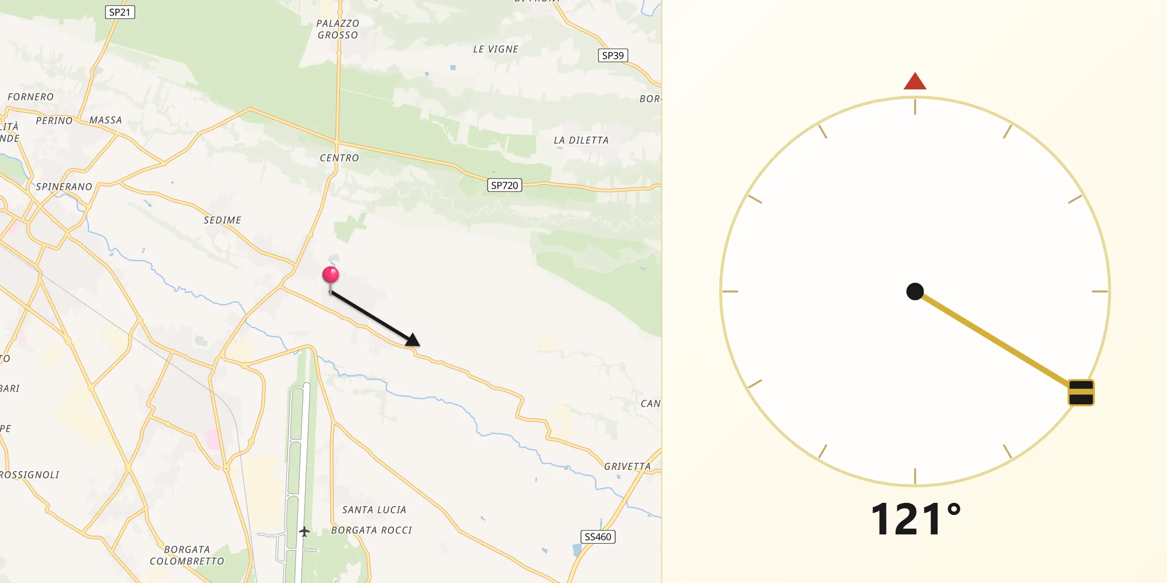 Direzione della Qibla da San Francesco al Campo
