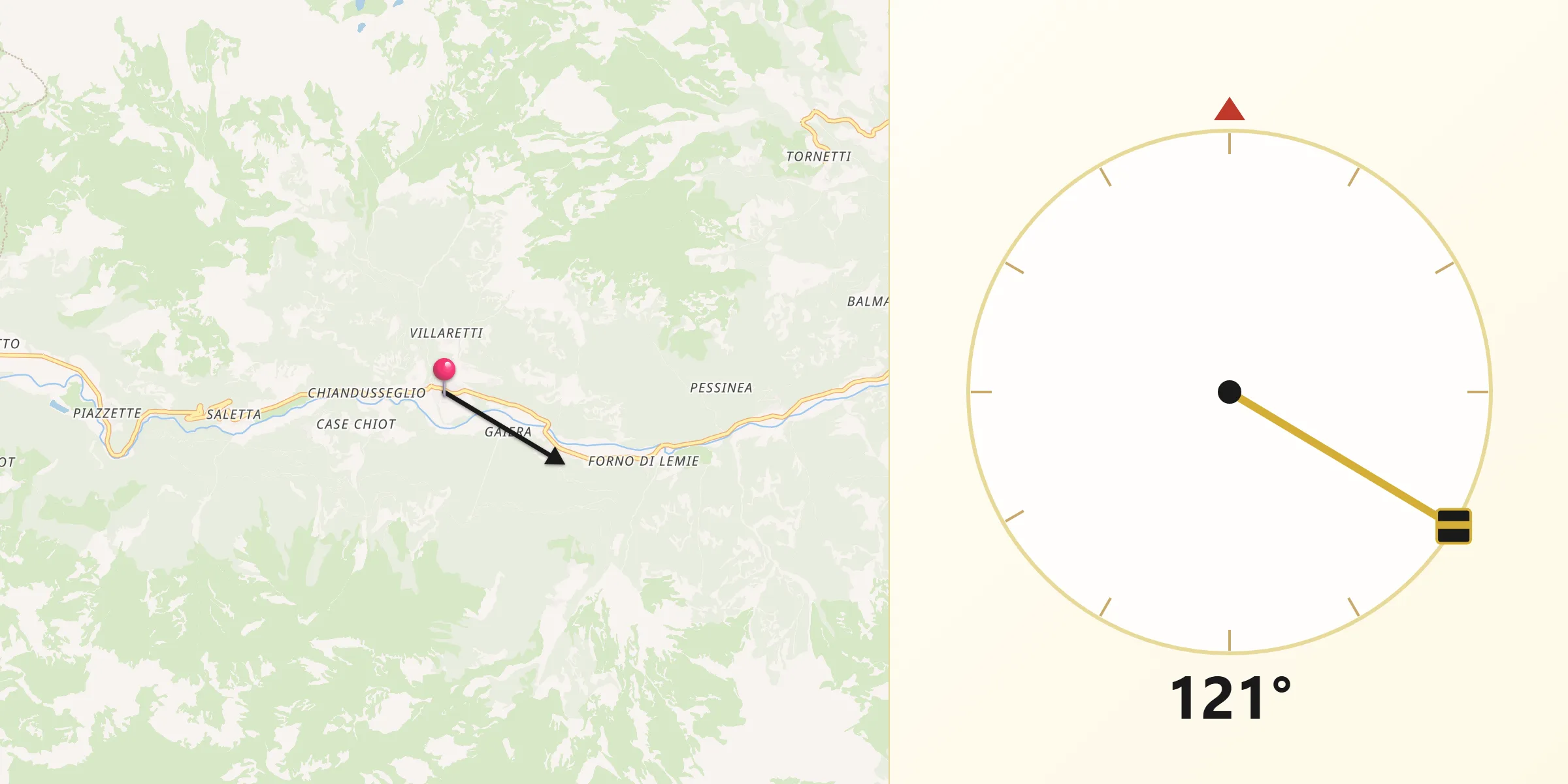 Direzione della Qibla da Lemie
