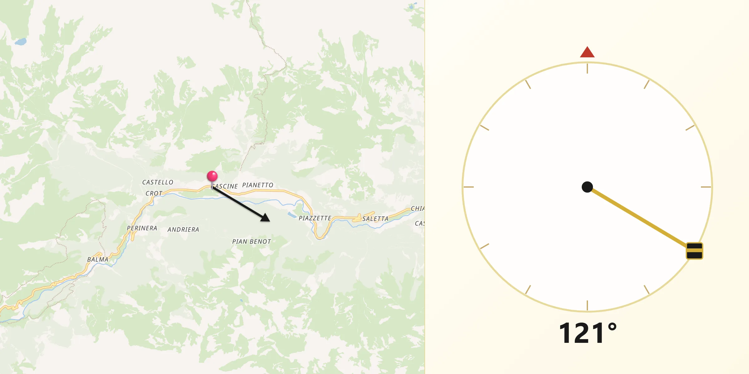 Direzione della Qibla da Usseglio