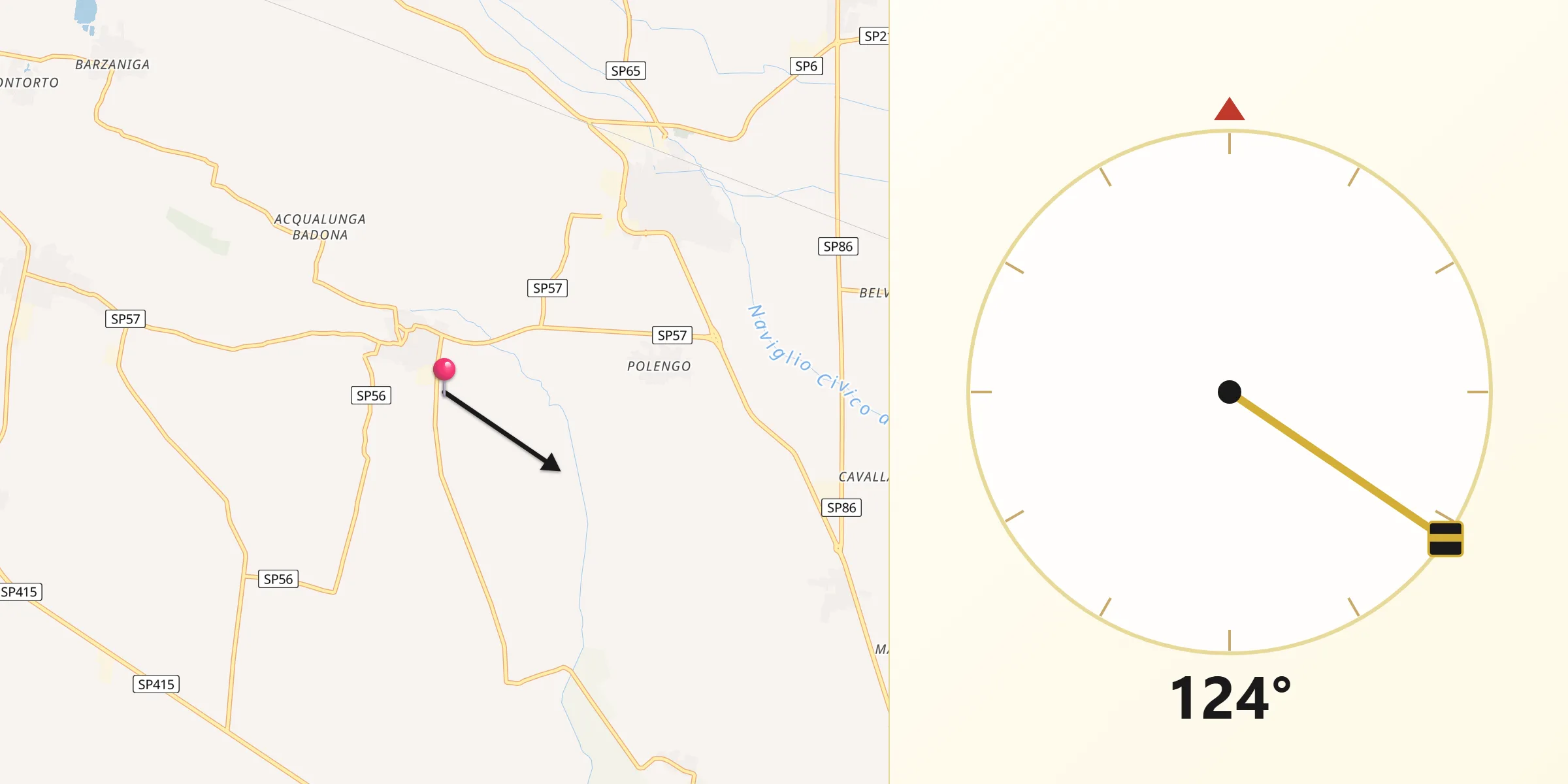 Direzione della Qibla da Provincia di Cremona