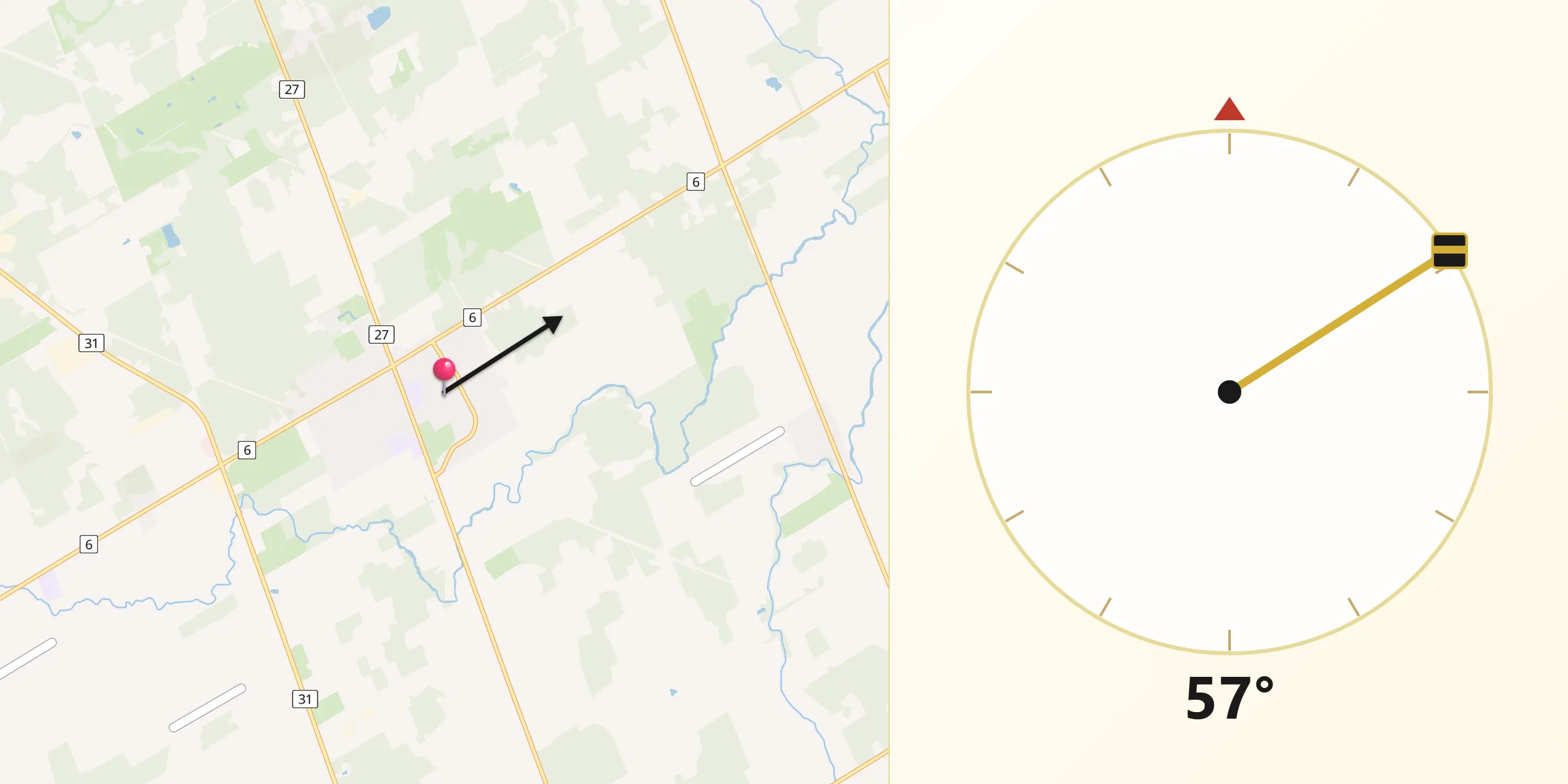 Qibla Direction from Metcalfe
