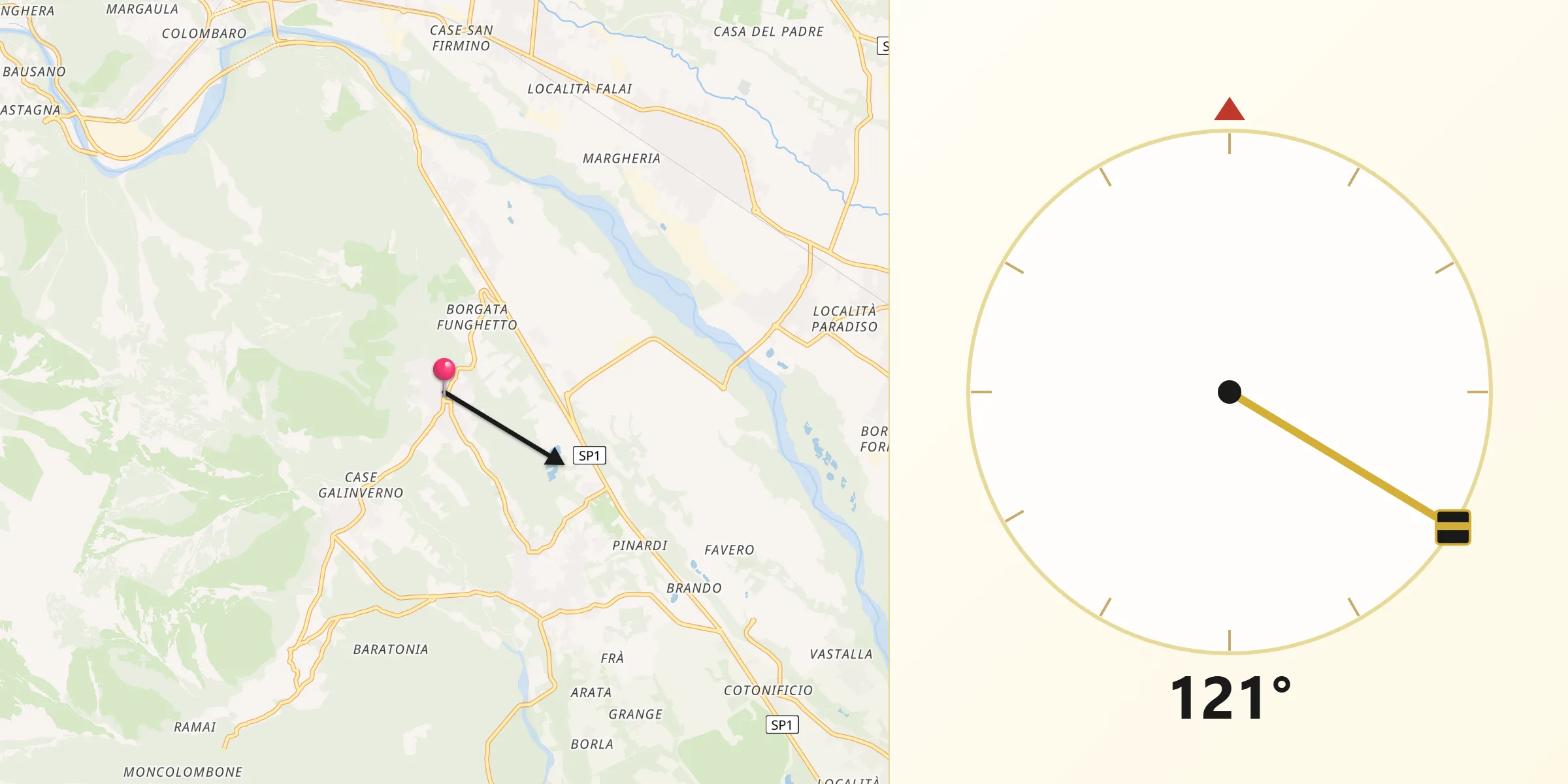 Direzione della Qibla da Monasterolo