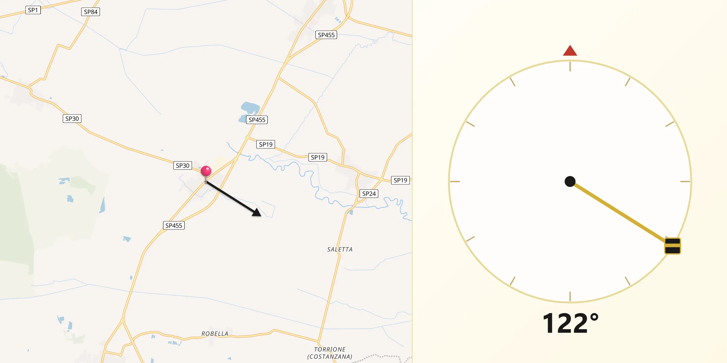Direzione della Qibla da Tricerro