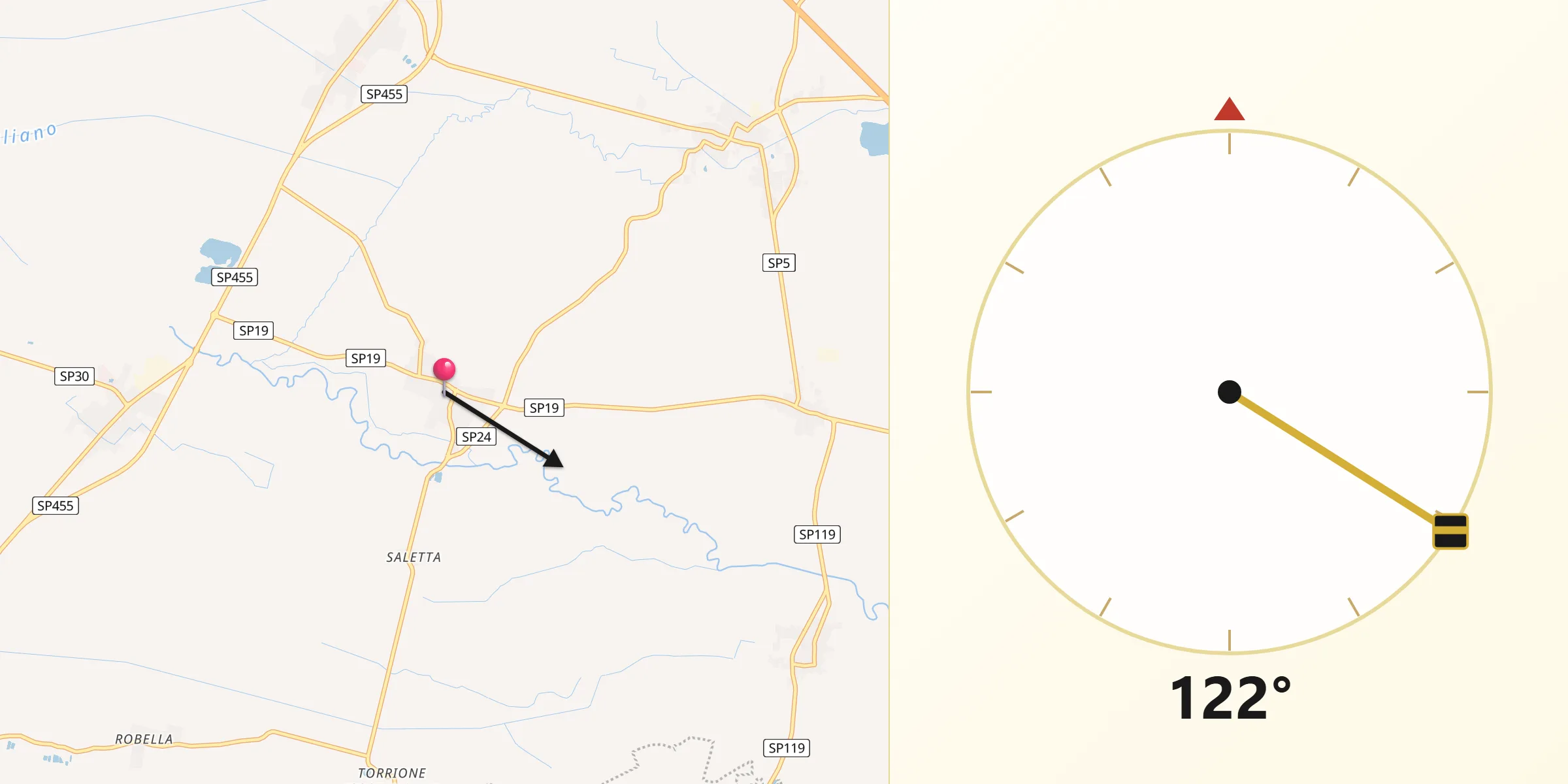 Direzione della Qibla da Costanzana